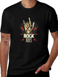 Rock Rules Graphic Tee - Music Lovers Black T-Shirt