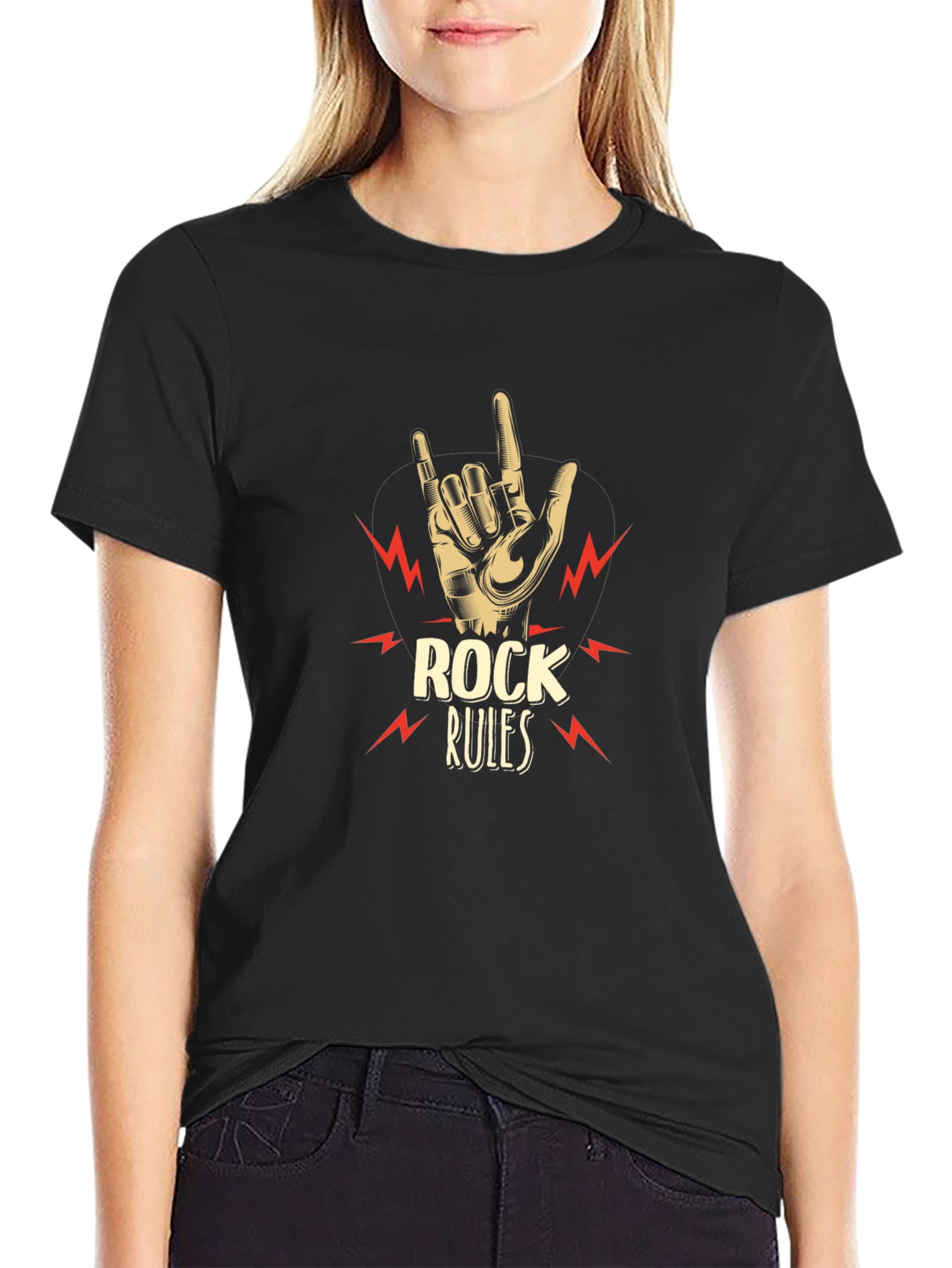 Rock Rules Graphic Tee - Music Lovers Black T-Shirt