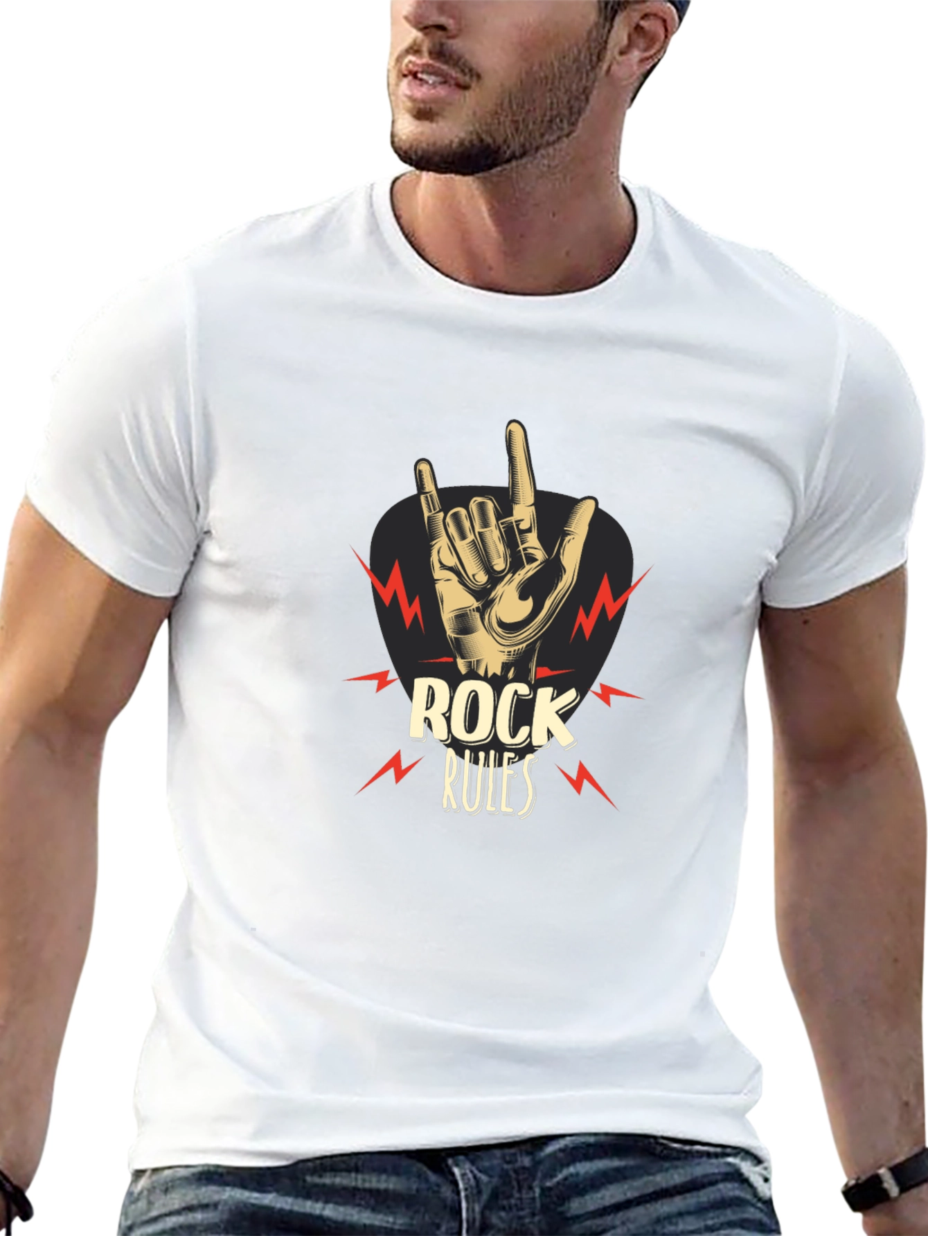 Rock Rules Graphic Tee - Music Lovers Black T-Shirt