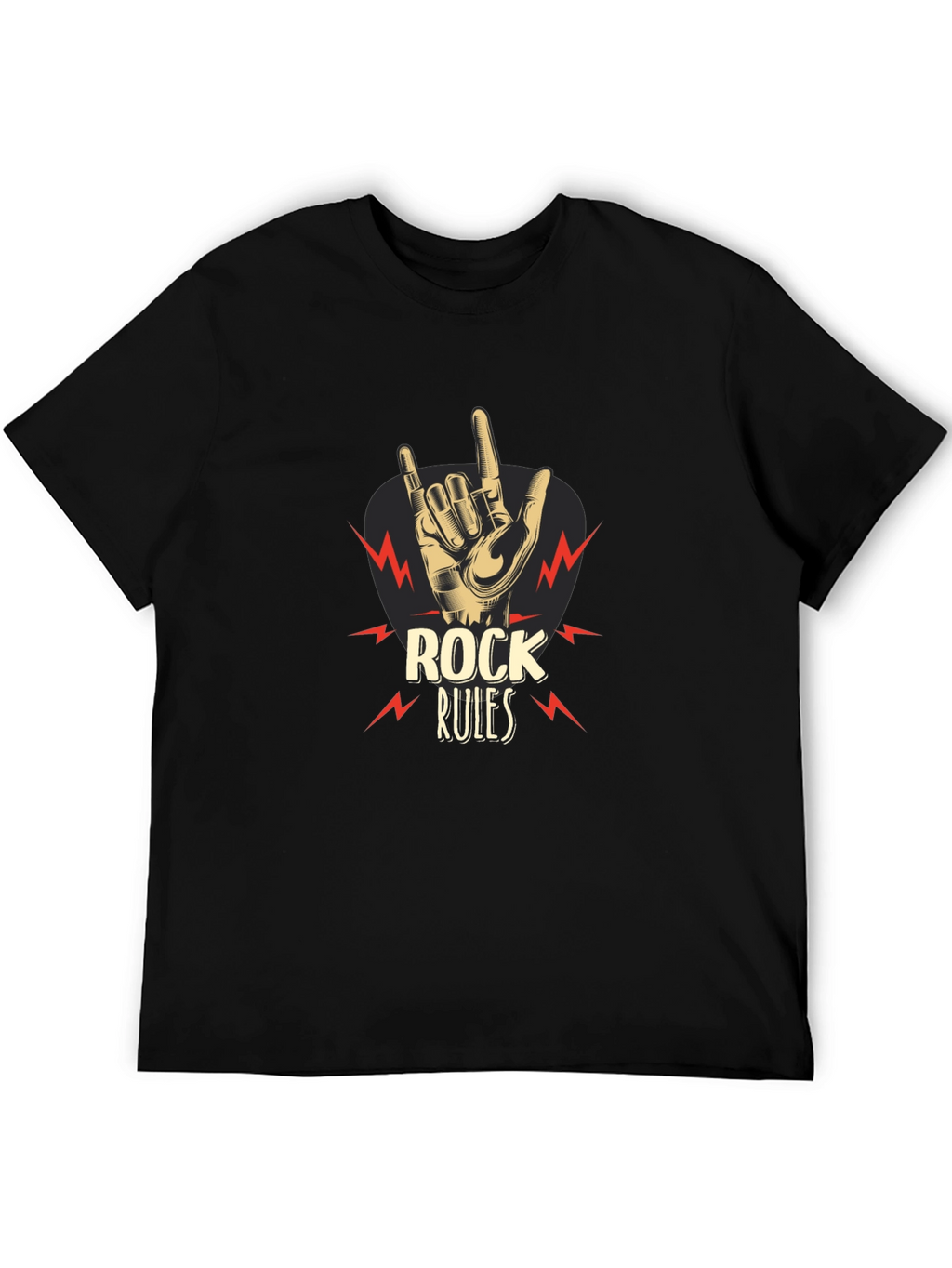 Rock Rules Graphic Tee - Music Lovers Black T-Shirt