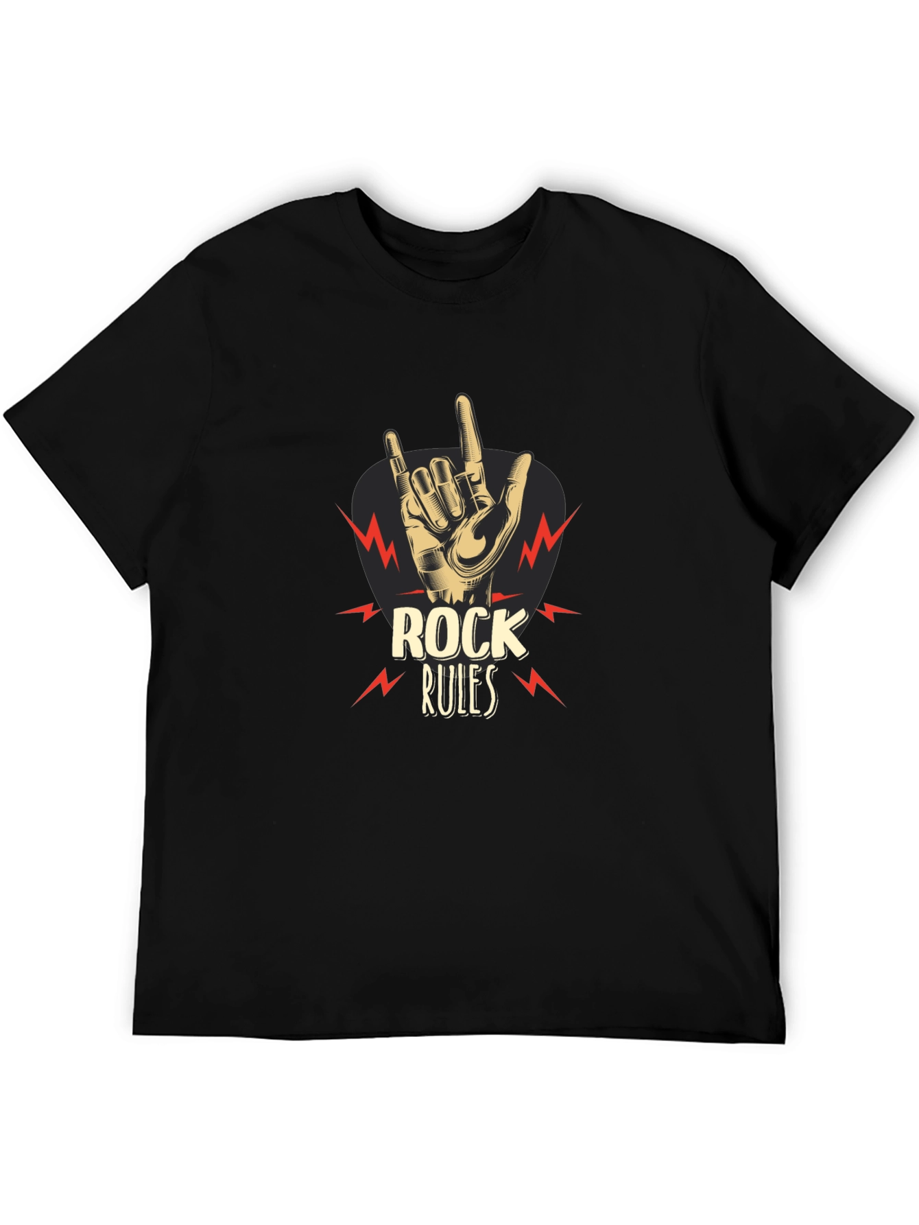 Rock Rules Graphic Tee - Music Lovers Black T-Shirt