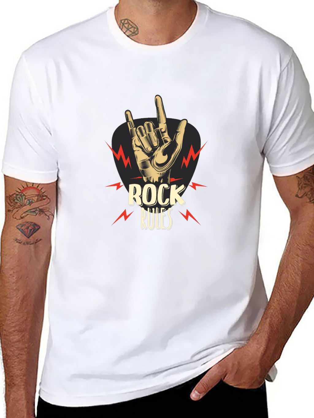 Rock Rules Graphic Tee - Music Lovers Black T-Shirt