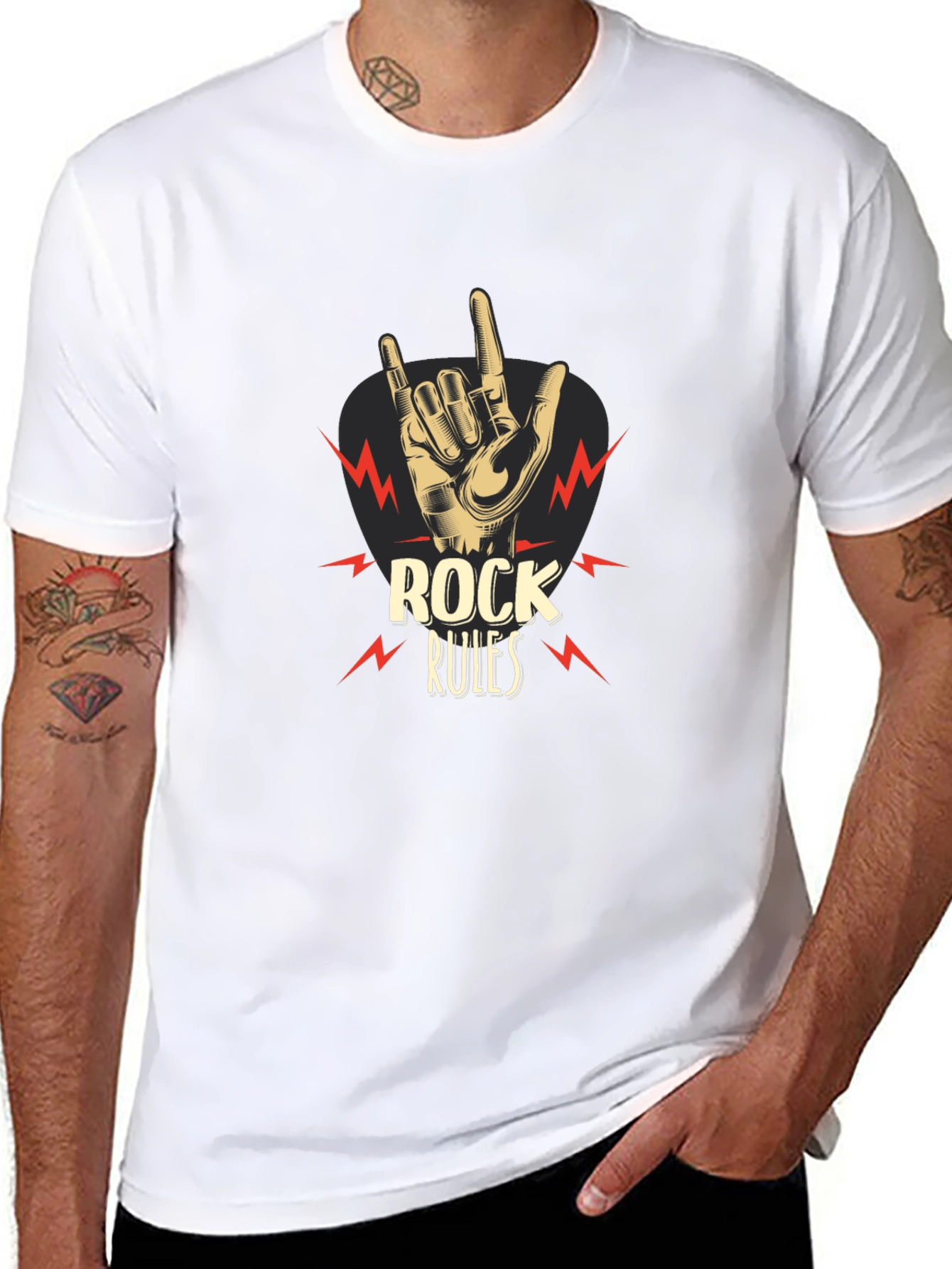 Rock Rules Graphic Tee - Music Lovers Black T-Shirt