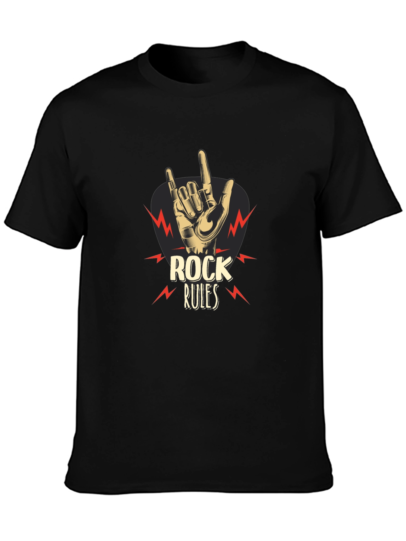 Rock Rules Graphic Tee - Music Lovers Black T-Shirt
