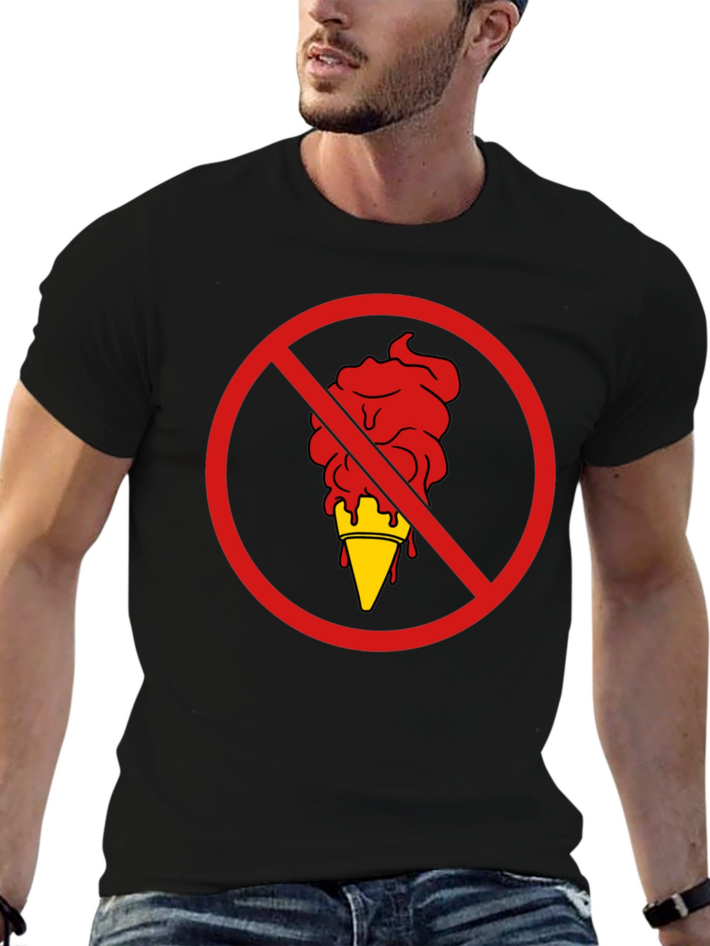 No Ice Cream Graphic T-Shirt - Black
