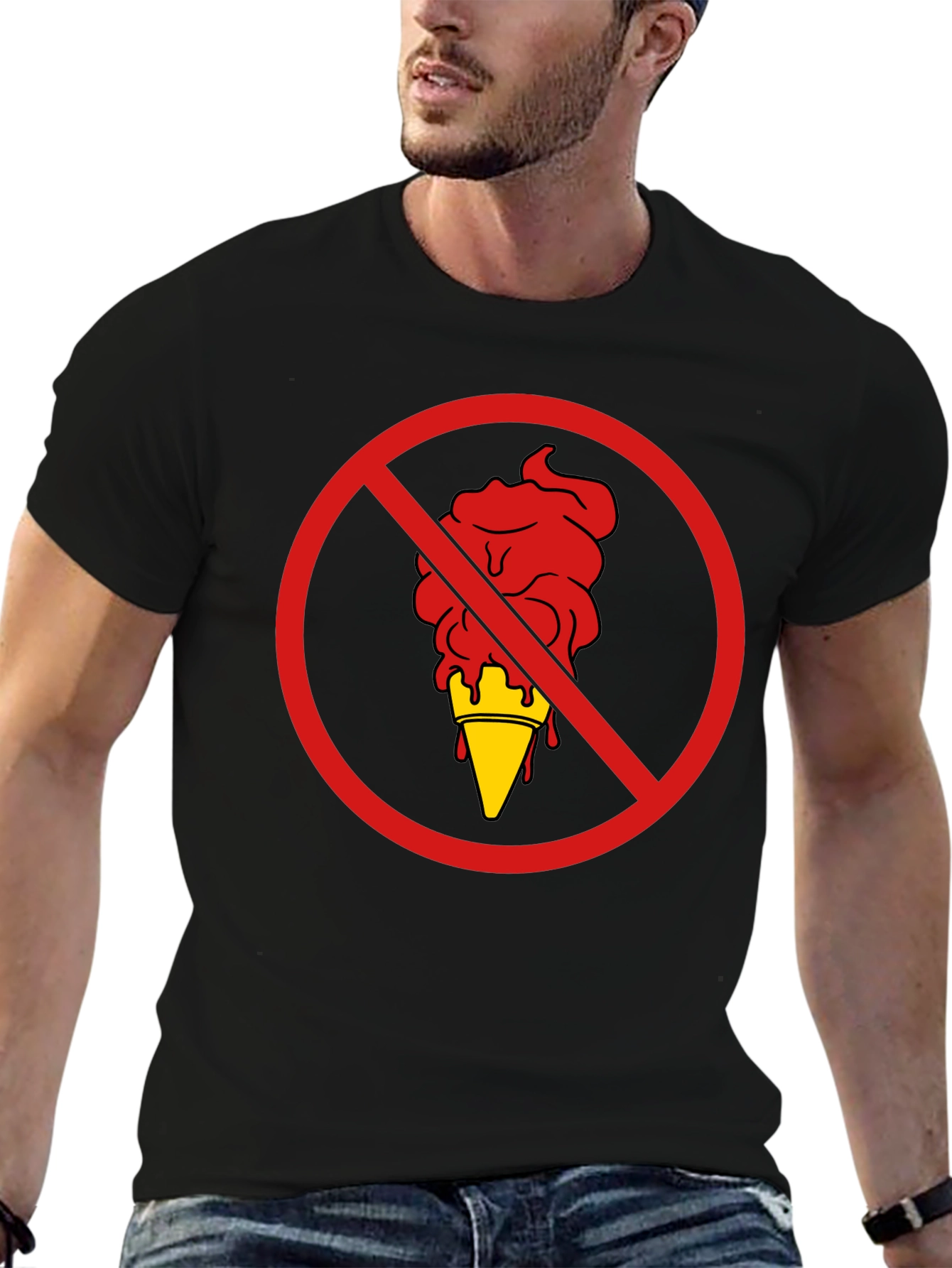 No Ice Cream Graphic T-Shirt - Black