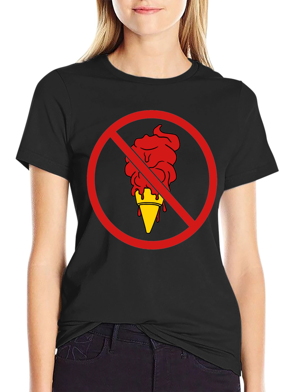 No Ice Cream Graphic T-Shirt - Black