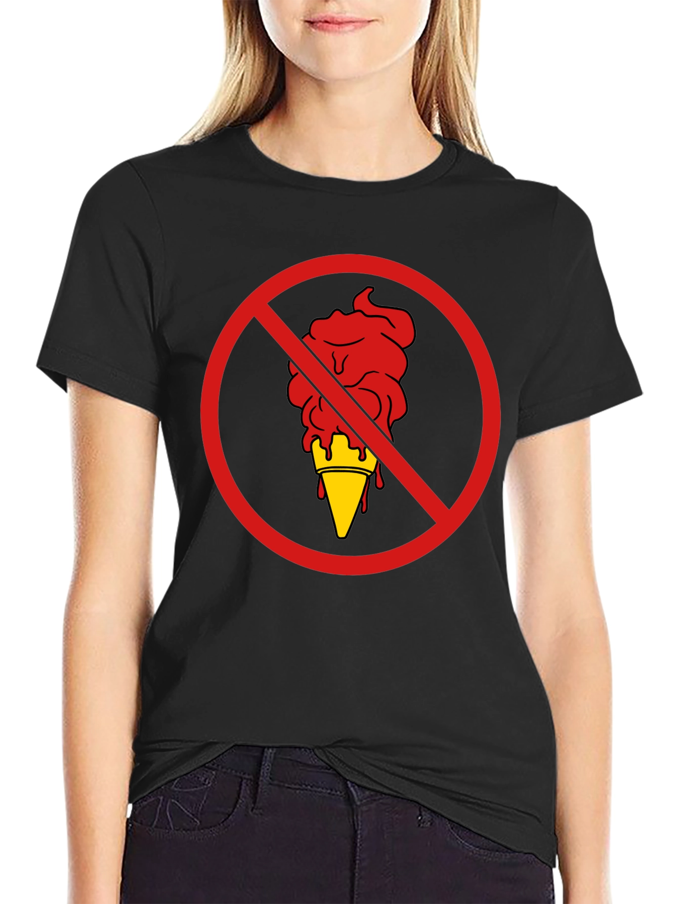 No Ice Cream Graphic T-Shirt - Black