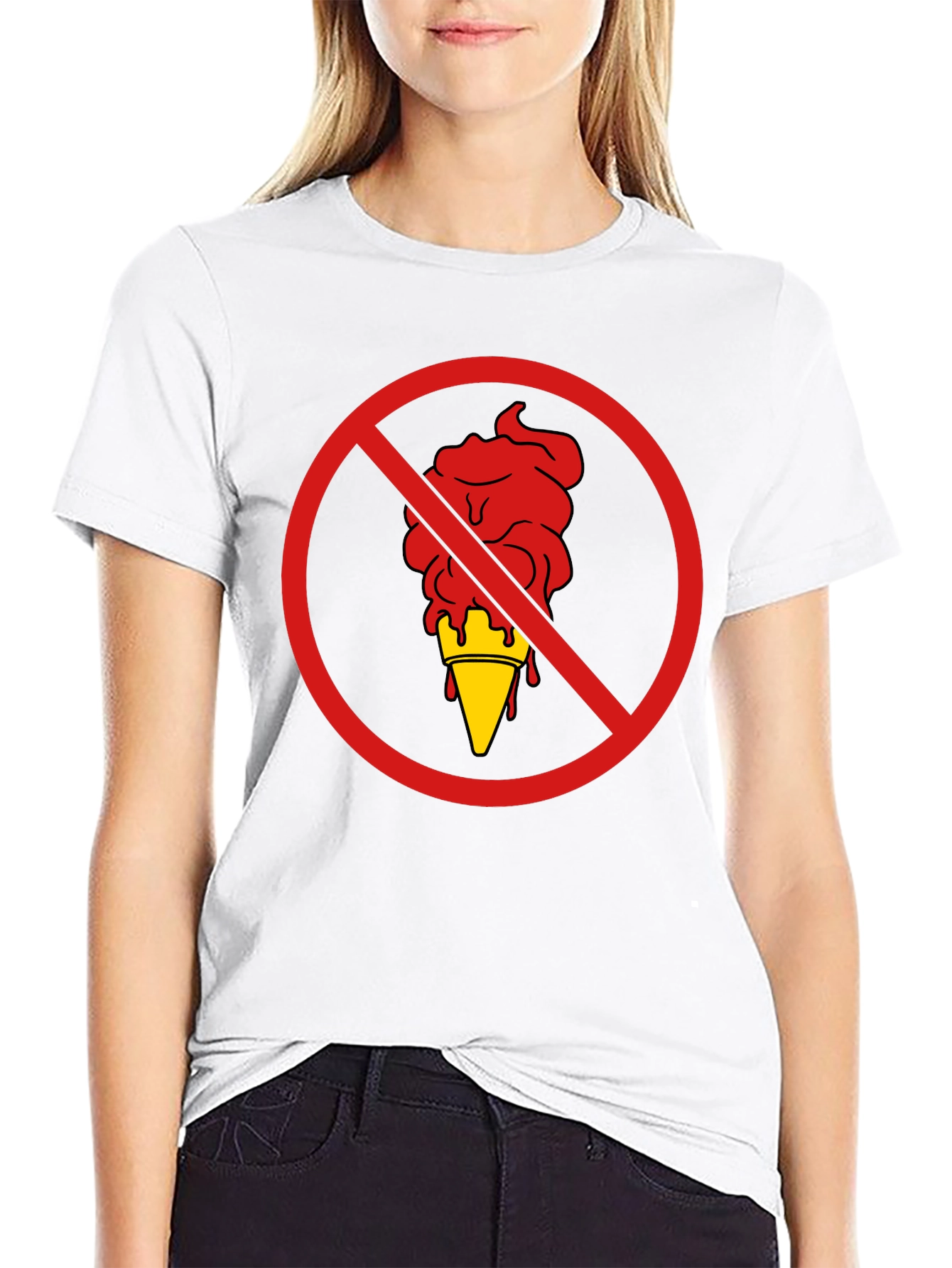 No Ice Cream Graphic T-Shirt - Black