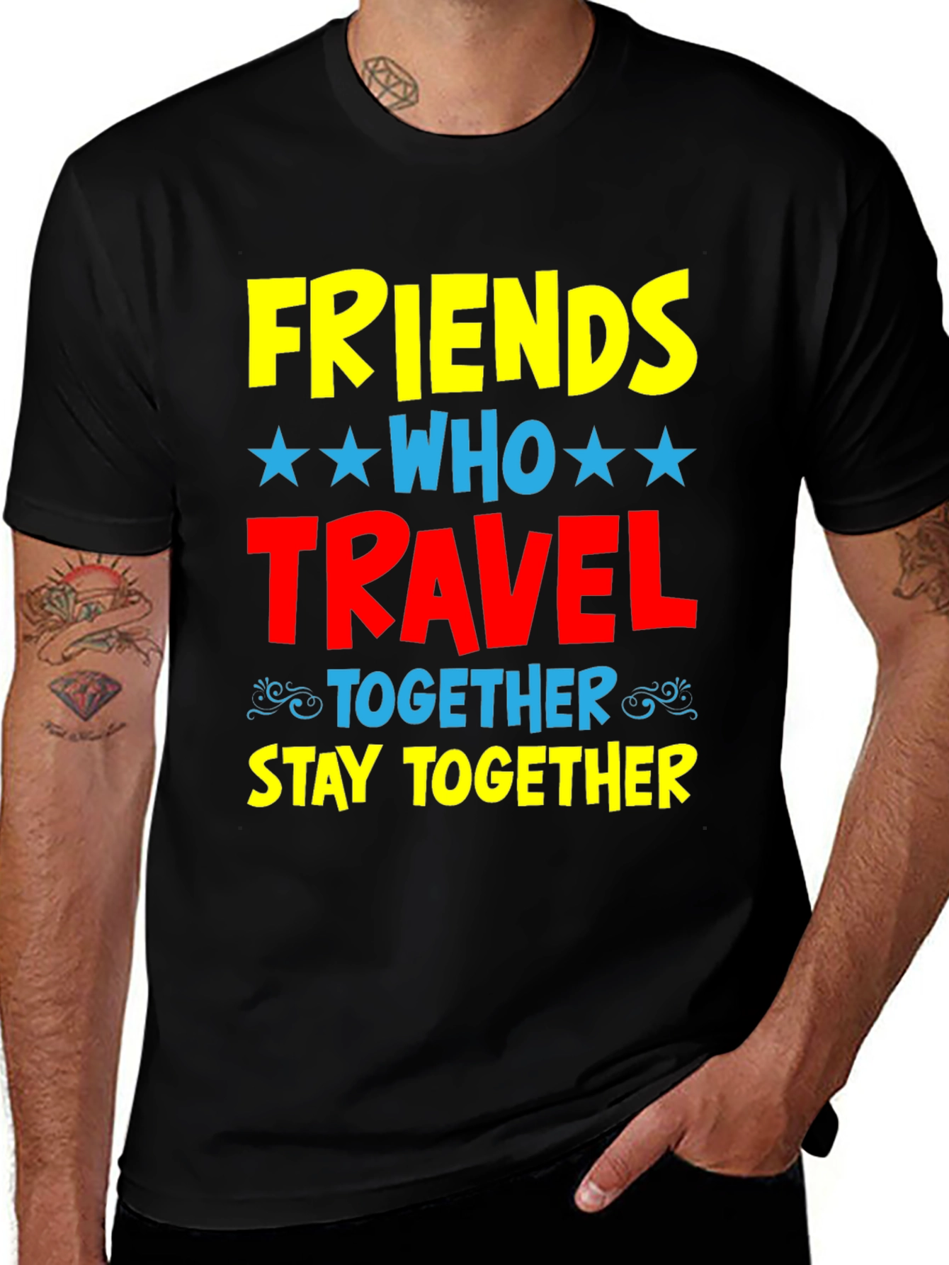 Friends Who Travel Together Stay Together Black Tee