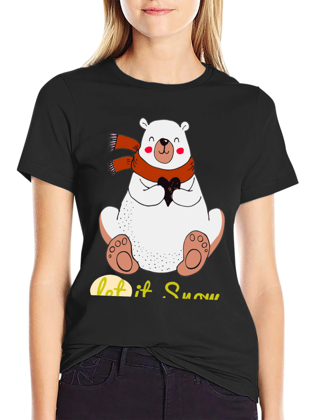 Cute Polar Bear T-Shirt: Let It Snow Holiday Tee