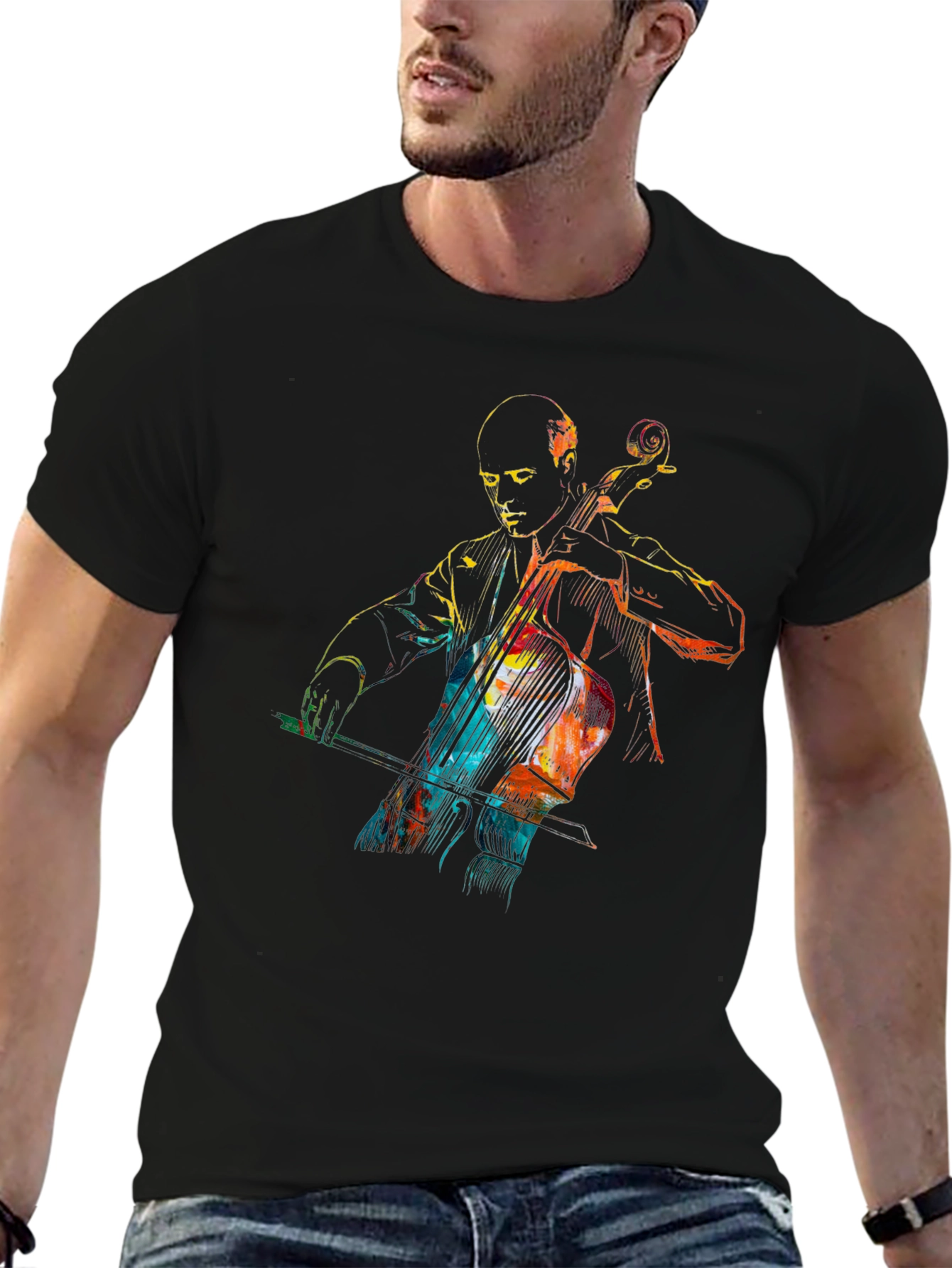 Cello Player Graphic Tee - Unique Musician Shirt
