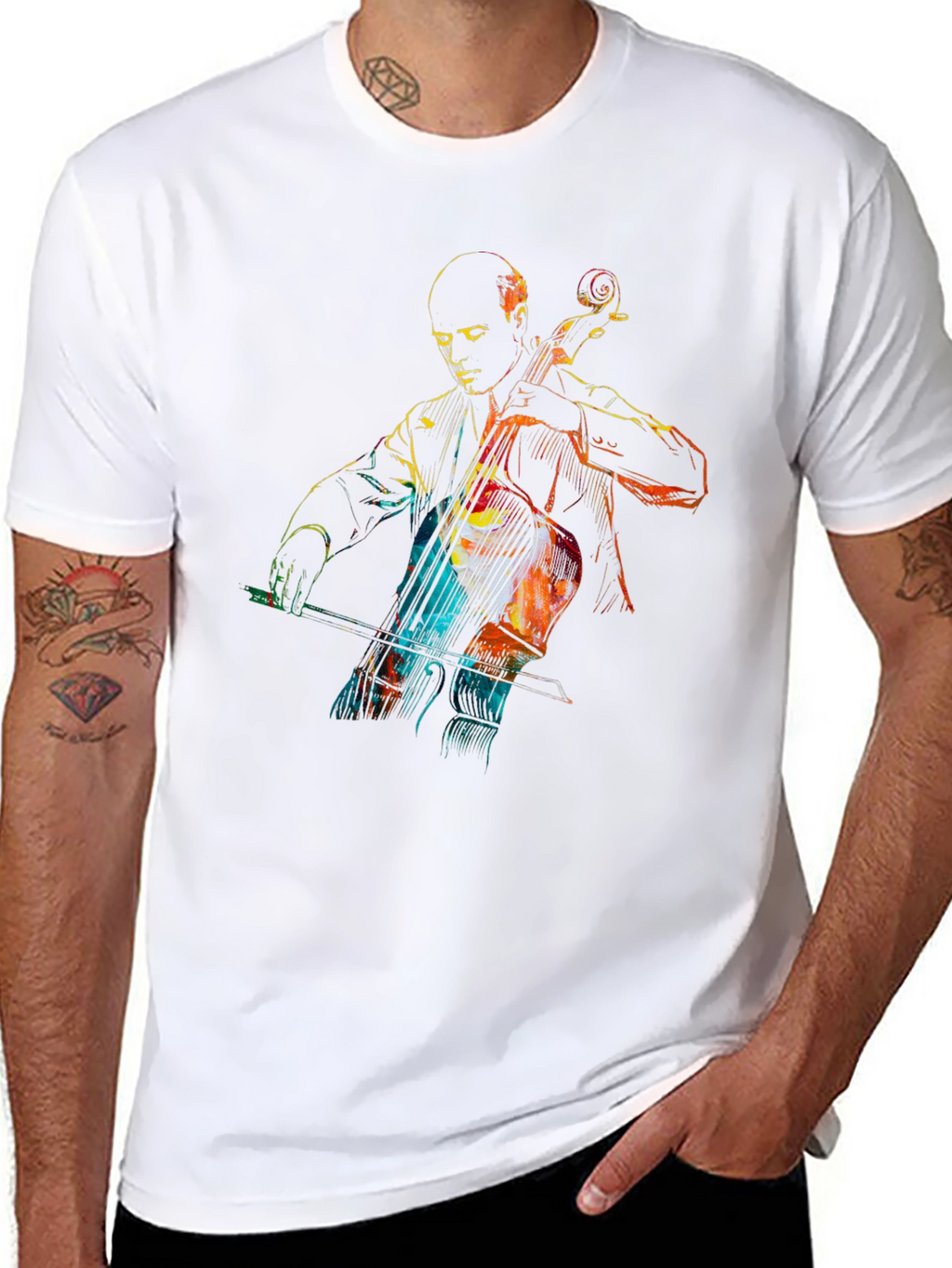 Cello Player Graphic Tee - Unique Musician Shirt