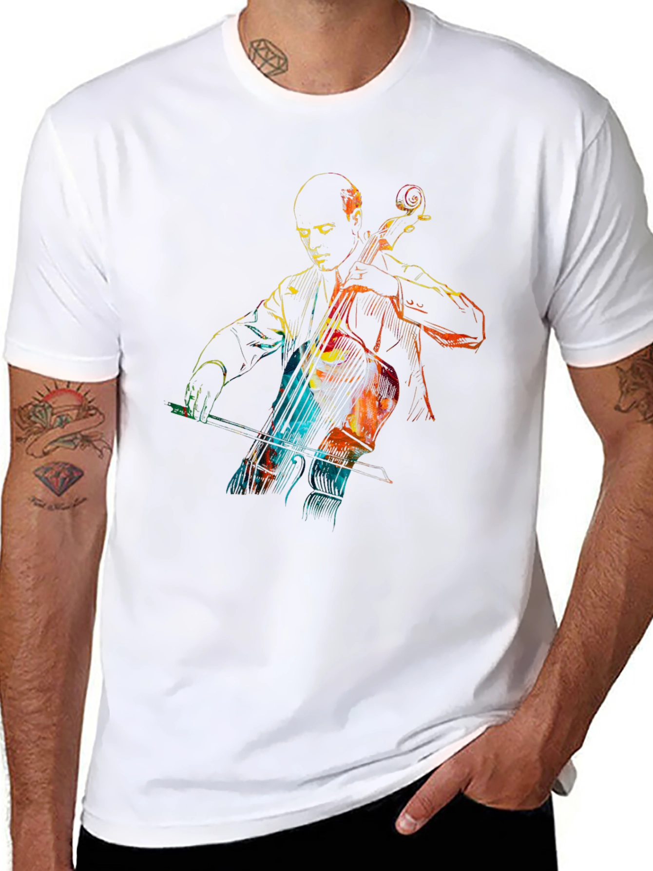 Cello Player Graphic Tee - Unique Musician Shirt