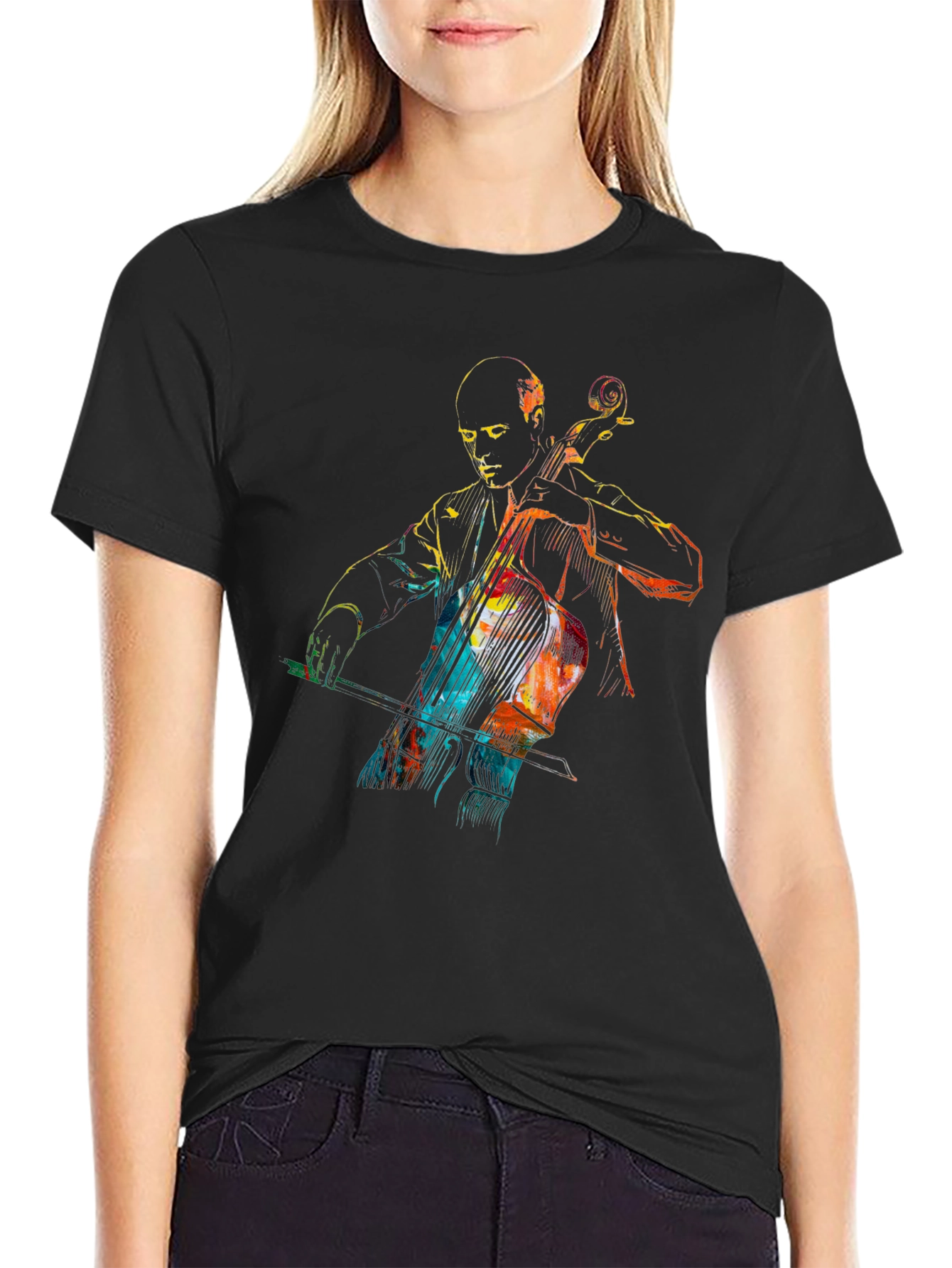 Cello Player Graphic Tee - Unique Musician Shirt