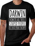 Darwin Theory Mens Black Graphic T-Shirt