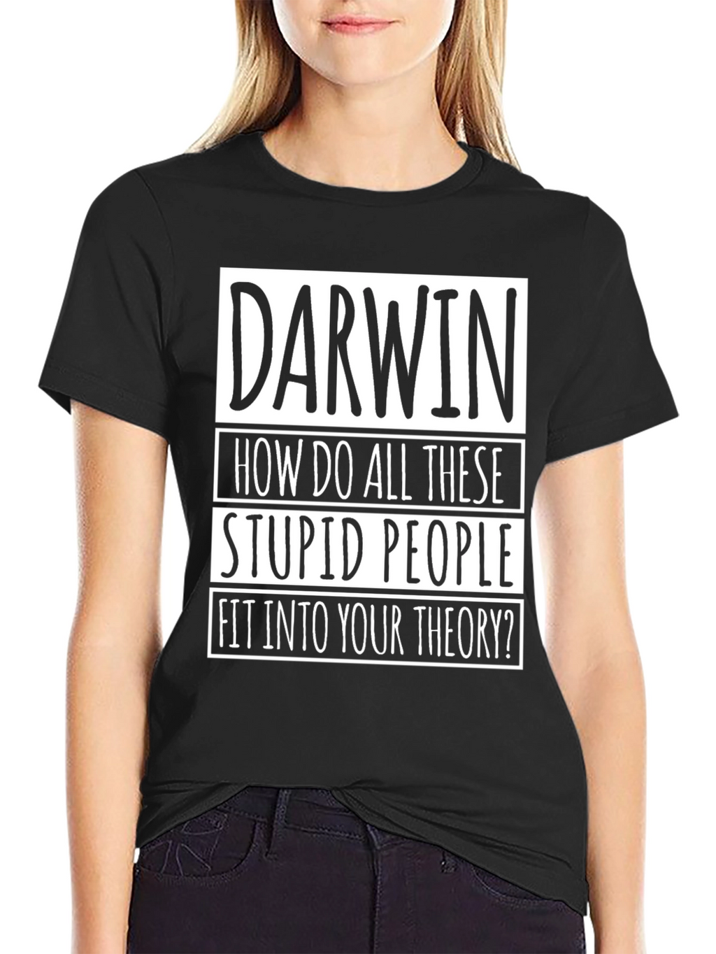 Darwin Theory Mens Black Graphic T-Shirt