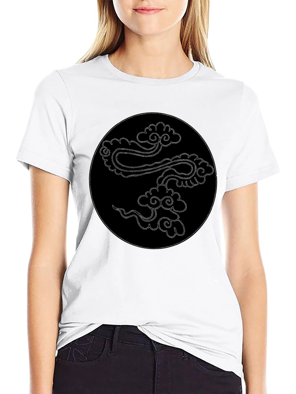 Mens Black T-Shirt with Cloud Design