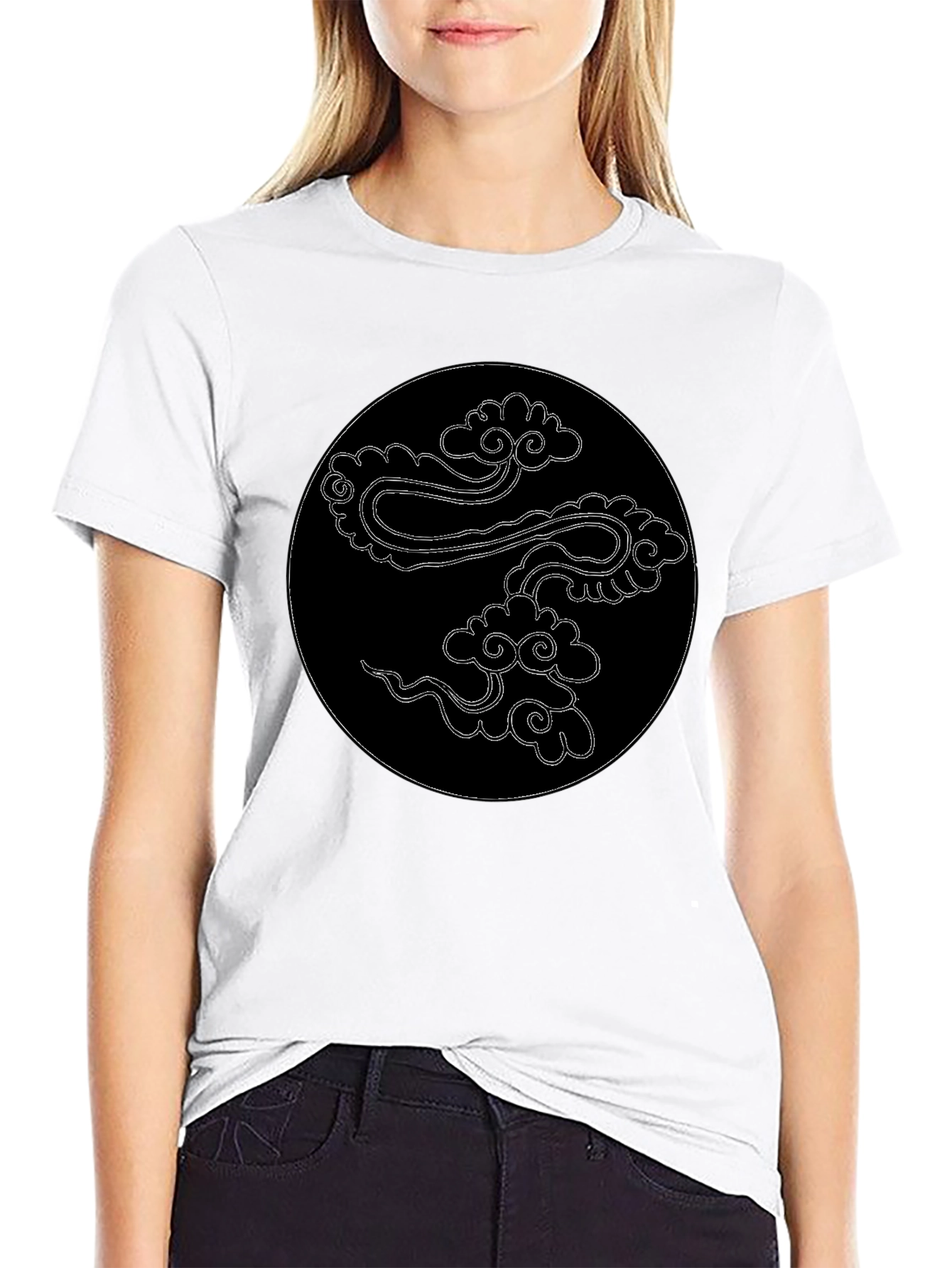 Mens Black T-Shirt with Cloud Design