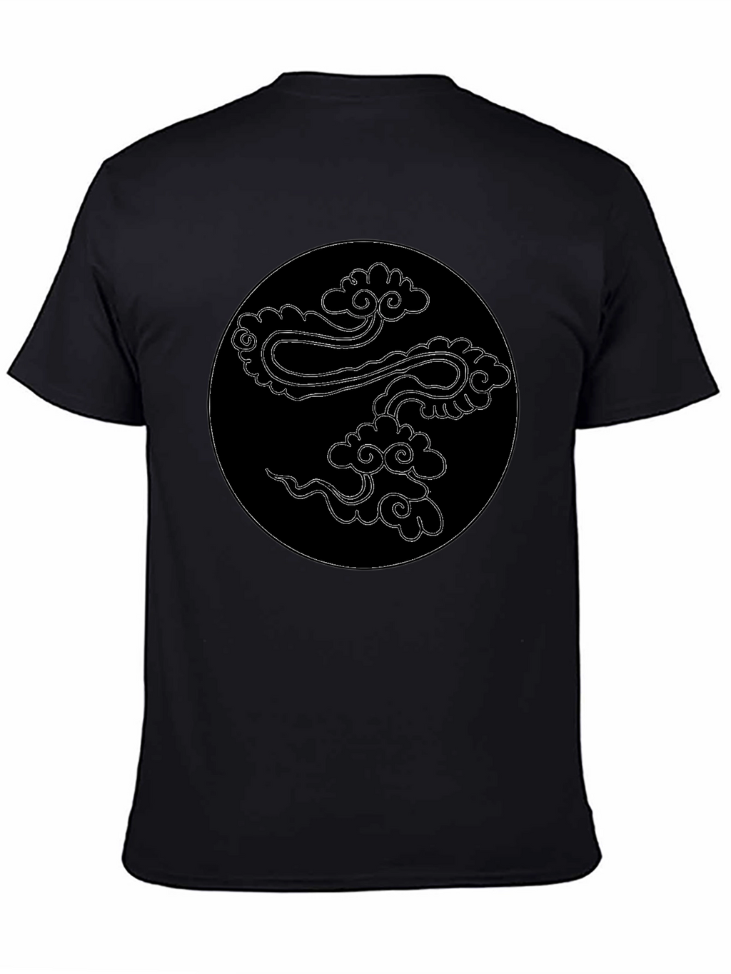 Mens Black T-Shirt with Cloud Design