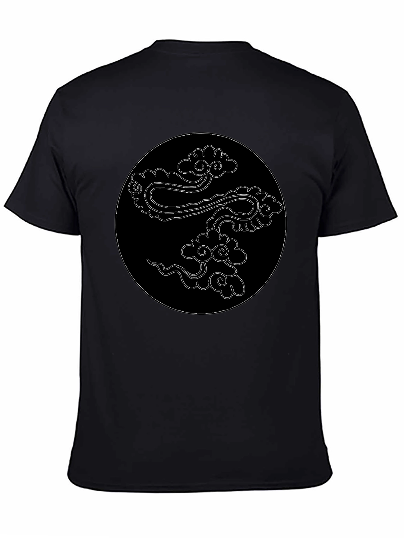 Mens Black T-Shirt with Cloud Design