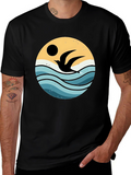 Ocean Bird Graphic Tee - Black Cotton Comfort