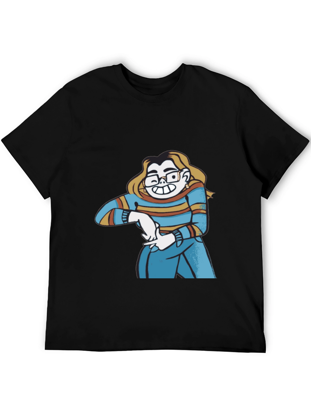 Cartoon Character Graphic Print Black T-Shirt