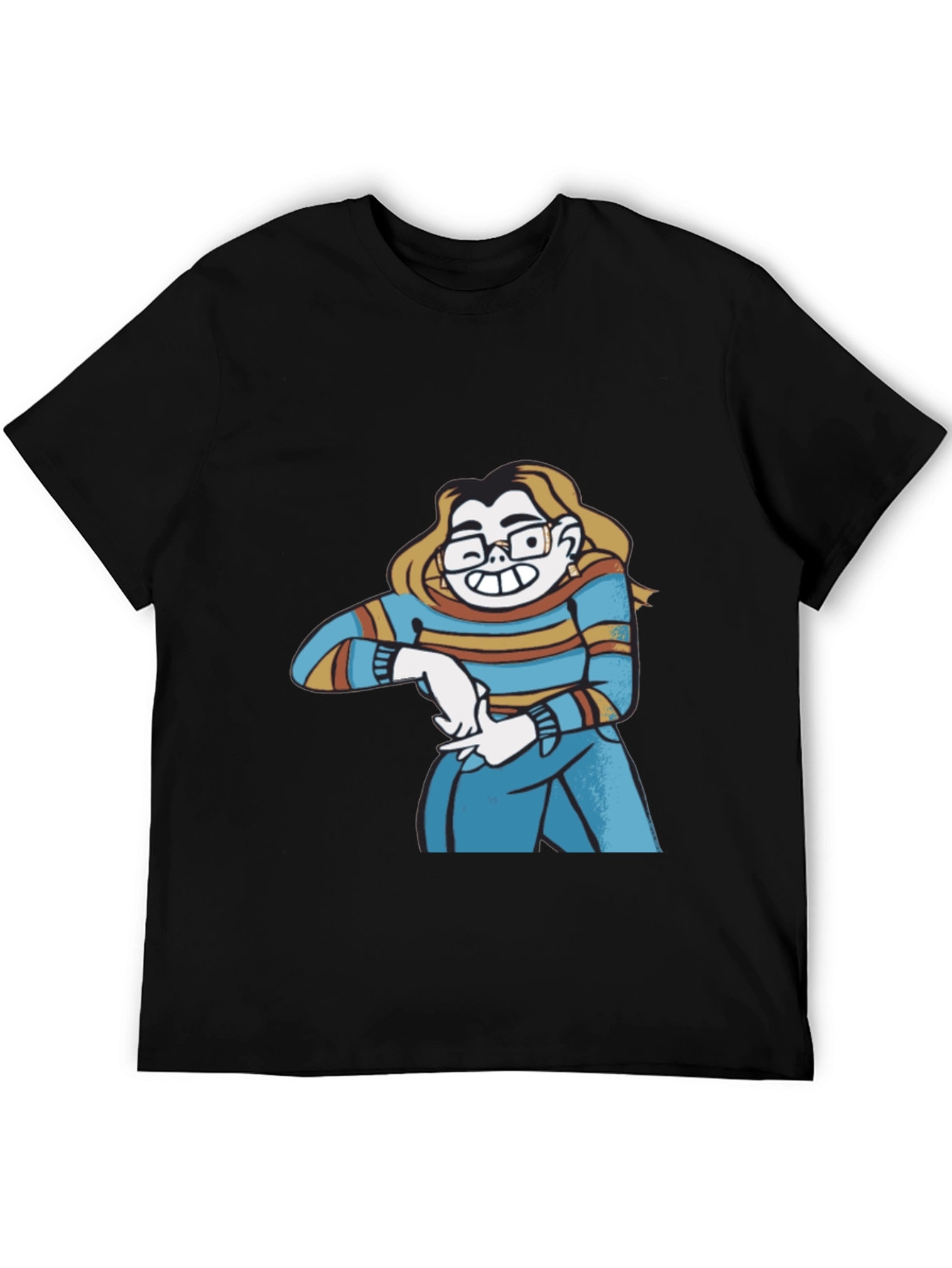 Cartoon Character Graphic Print Black T-Shirt