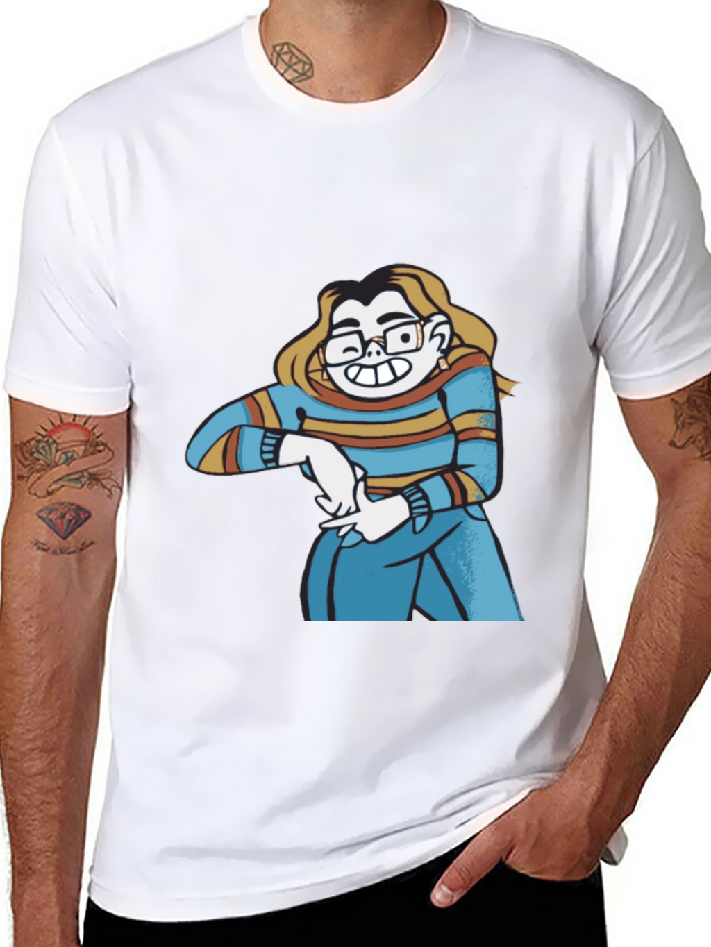 Cartoon Character Graphic Print Black T-Shirt