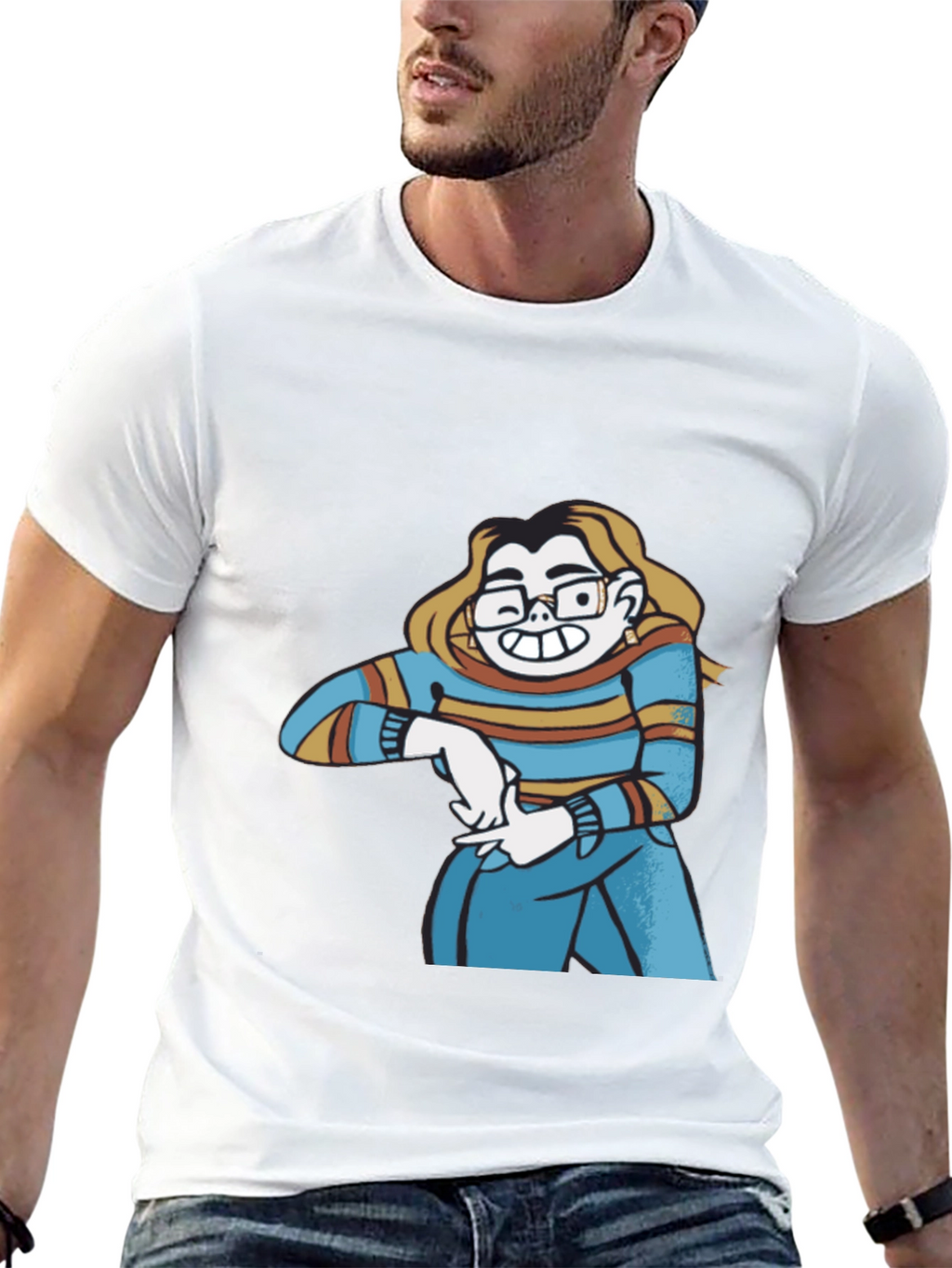 Cartoon Character Graphic Print Black T-Shirt