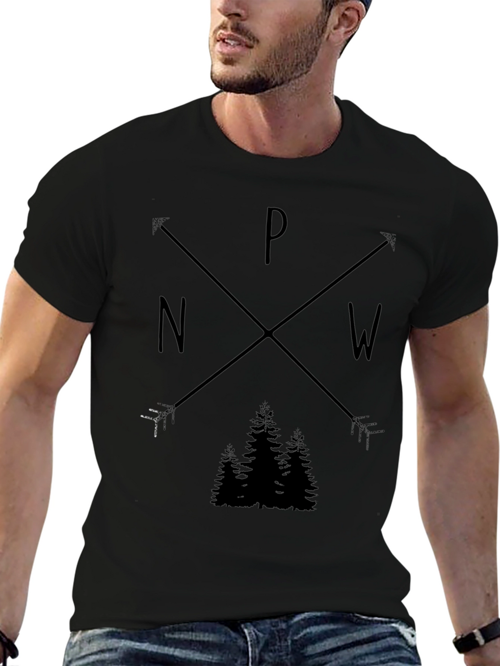 PNW Arrow & Trees Graphic Black T-Shirt