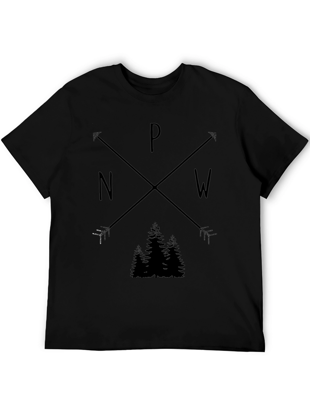 PNW Arrow & Trees Graphic Black T-Shirt