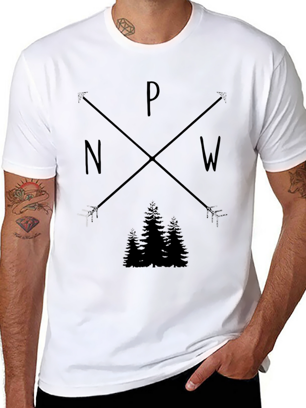 PNW Arrow & Trees Graphic Black T-Shirt