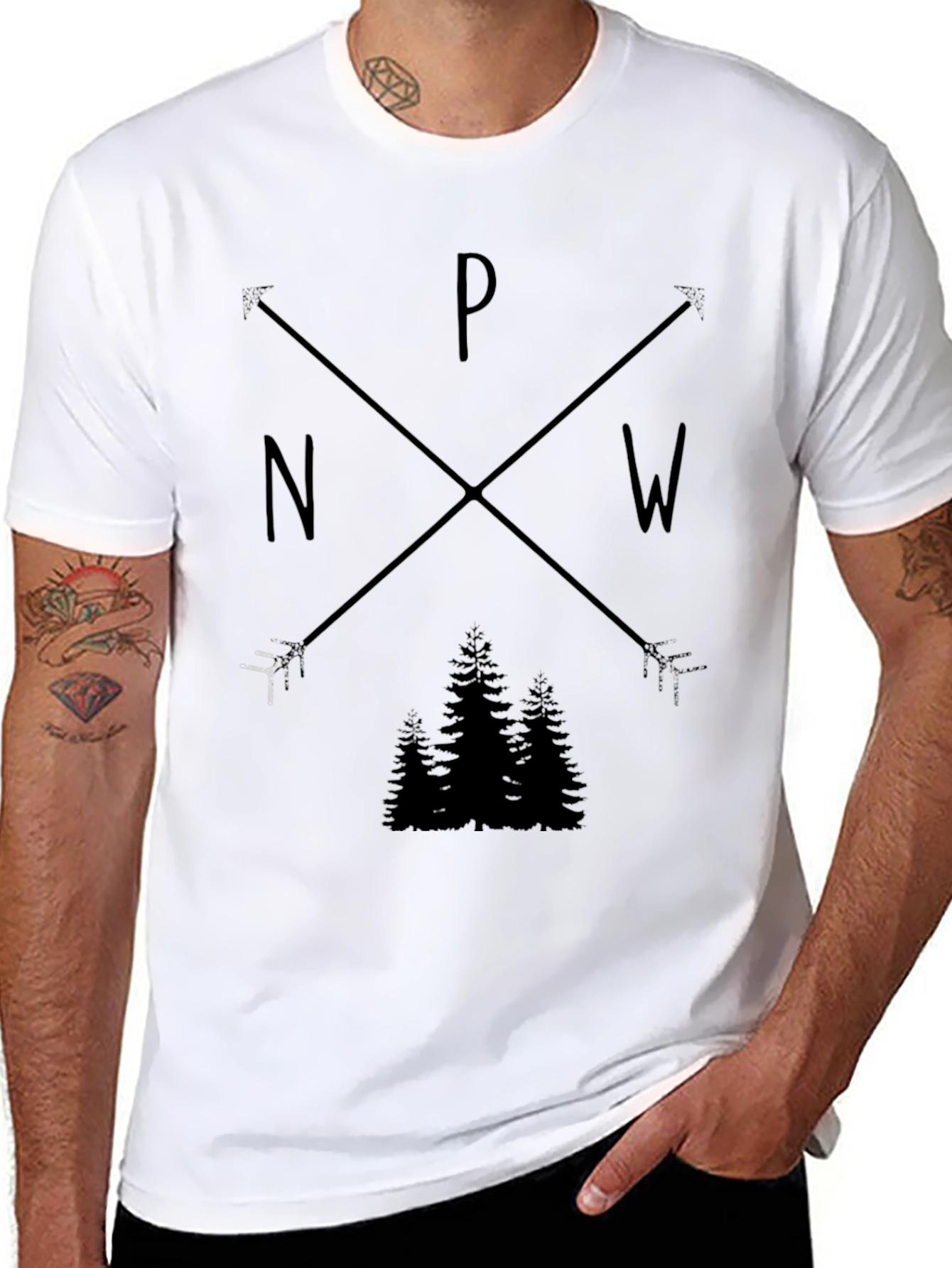 PNW Arrow & Trees Graphic Black T-Shirt