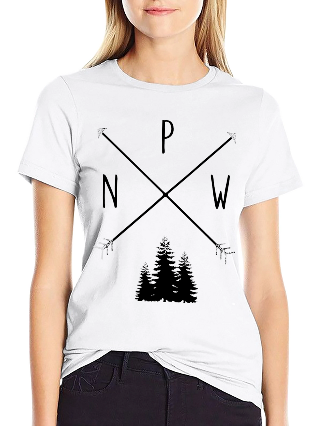 PNW Arrow & Trees Graphic Black T-Shirt