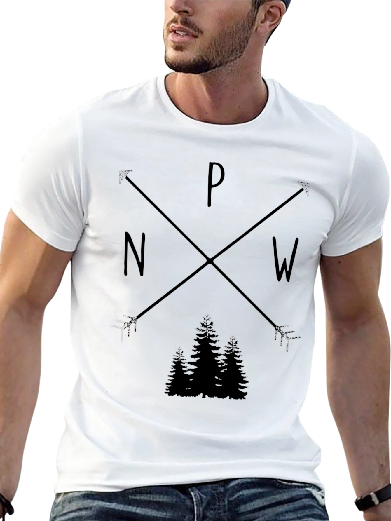 PNW Arrow & Trees Graphic Black T-Shirt