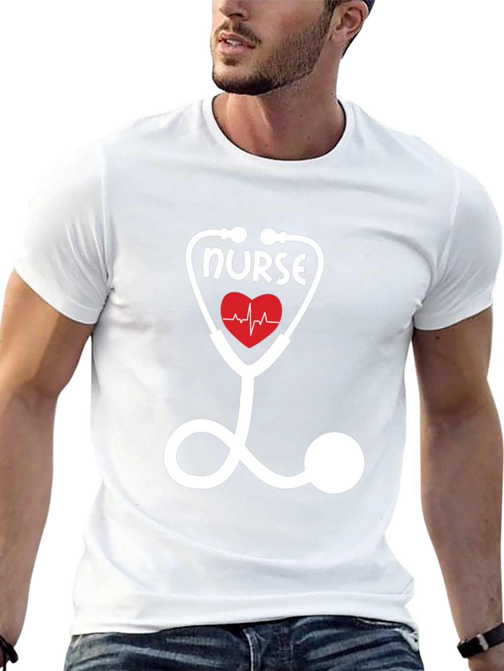 Nurse Stethoscope Heartbeat T-Shirt - Medical Professional Apparel