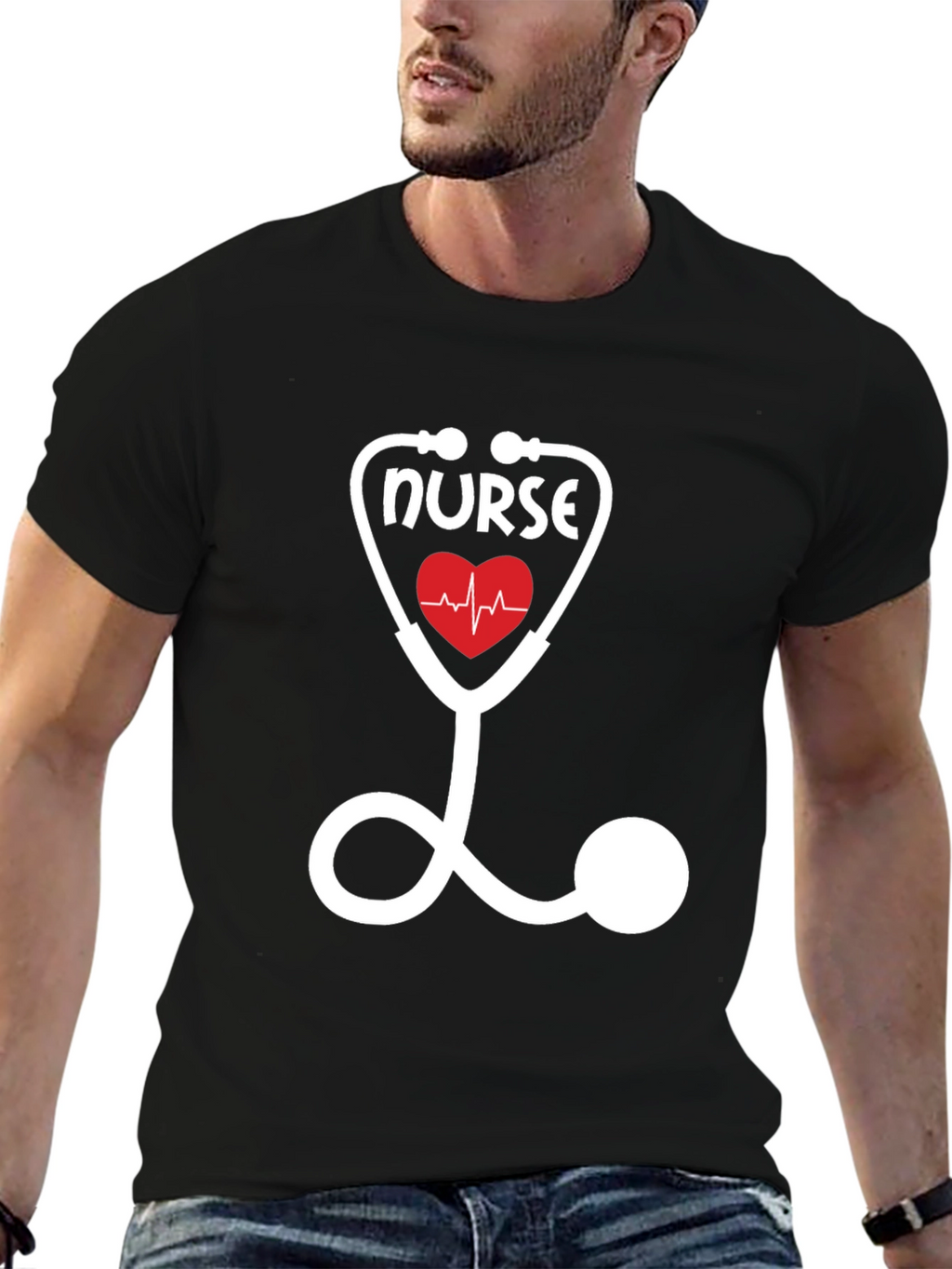 Nurse Stethoscope Heartbeat T-Shirt - Medical Professional Apparel