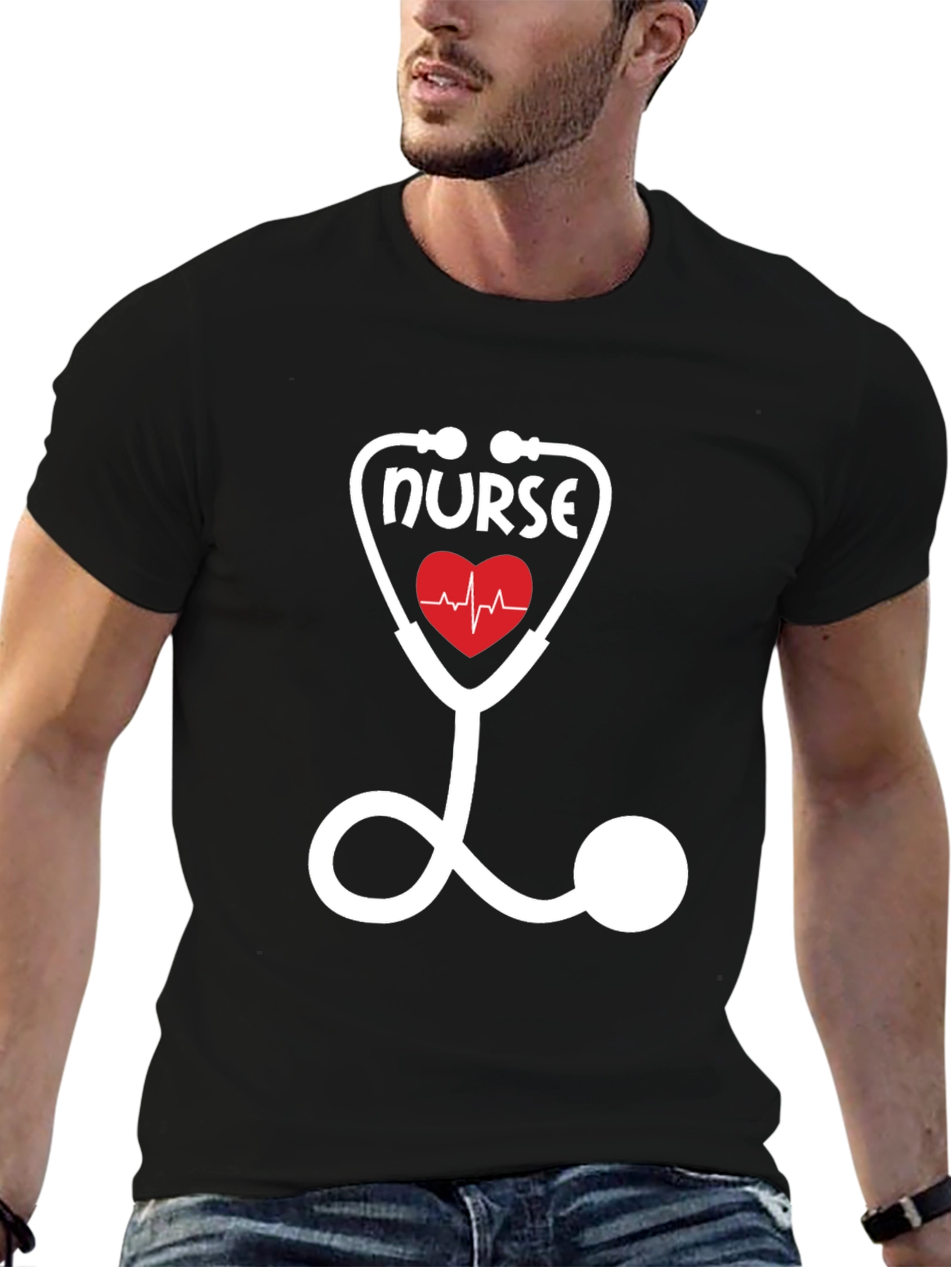 Nurse Stethoscope Heartbeat T-Shirt - Medical Professional Apparel