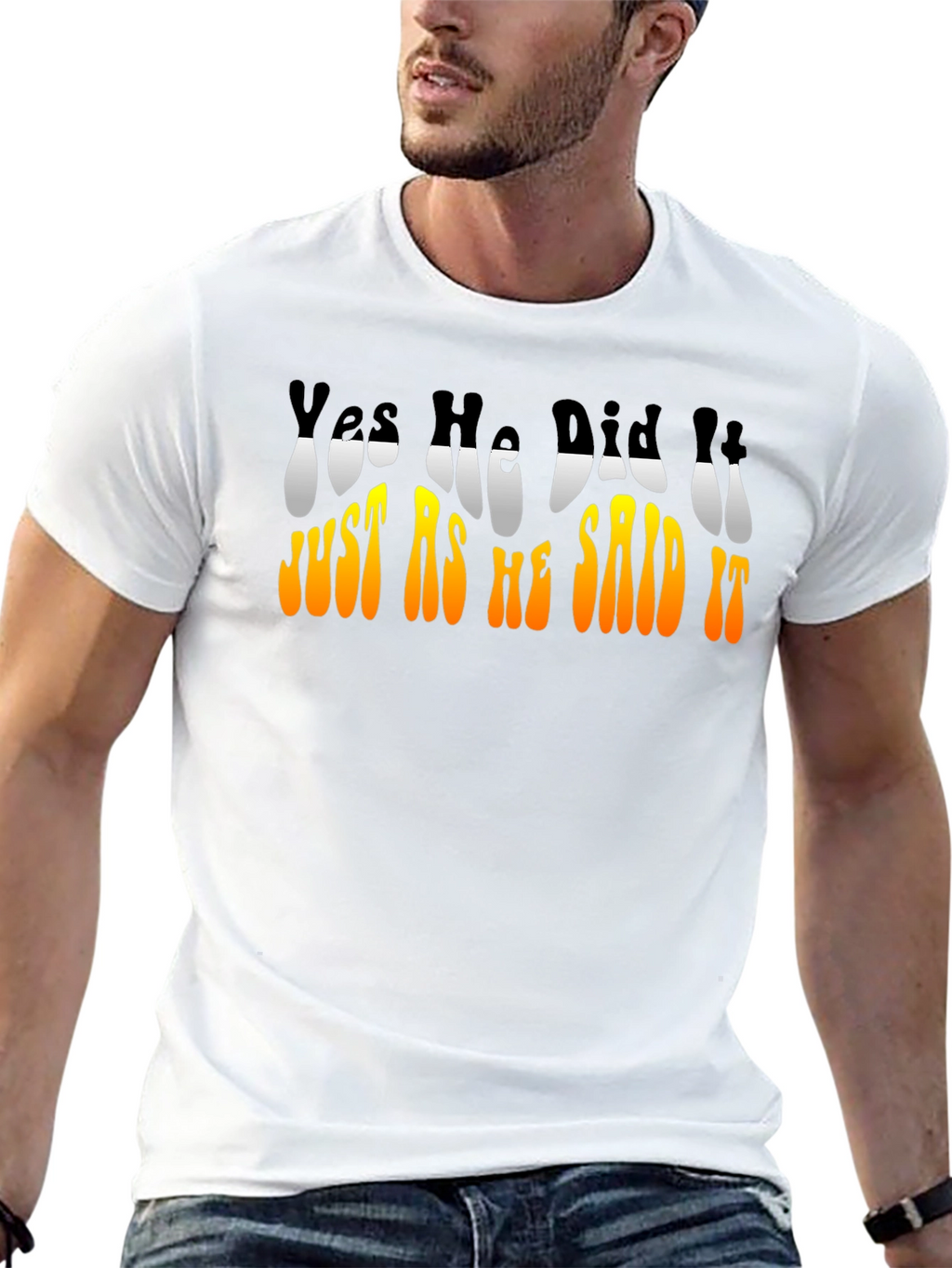 Retro Yes He Did It Graphic T-Shirt