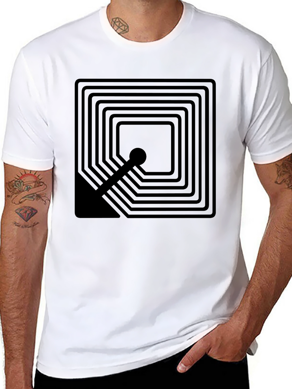 Geometric Square Graphic T-Shirt - Modern Design