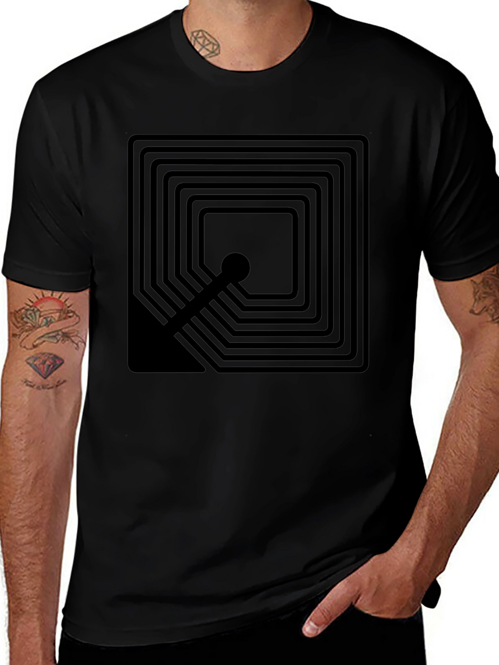Geometric Square Graphic T-Shirt - Modern Design