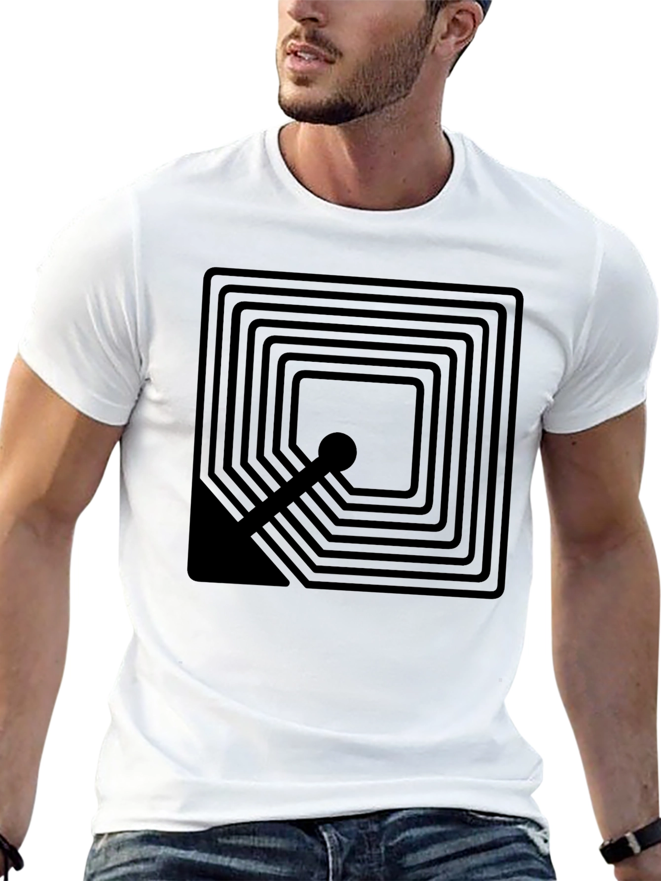 Geometric Square Graphic T-Shirt - Modern Design
