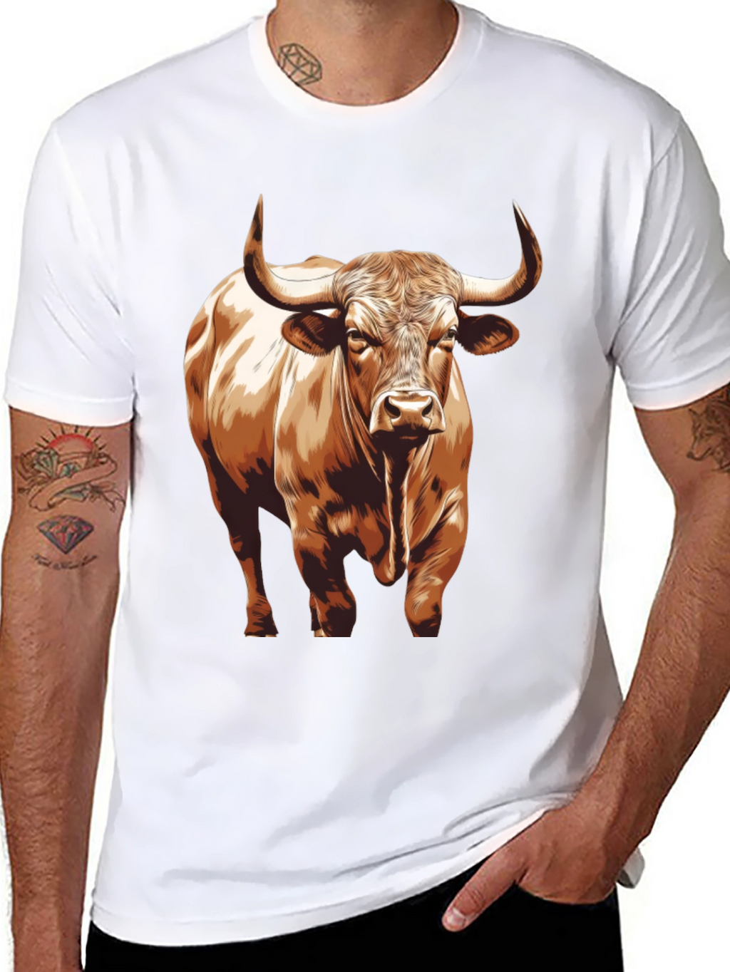 Bull Graphic T-Shirt - Black Cotton Tee