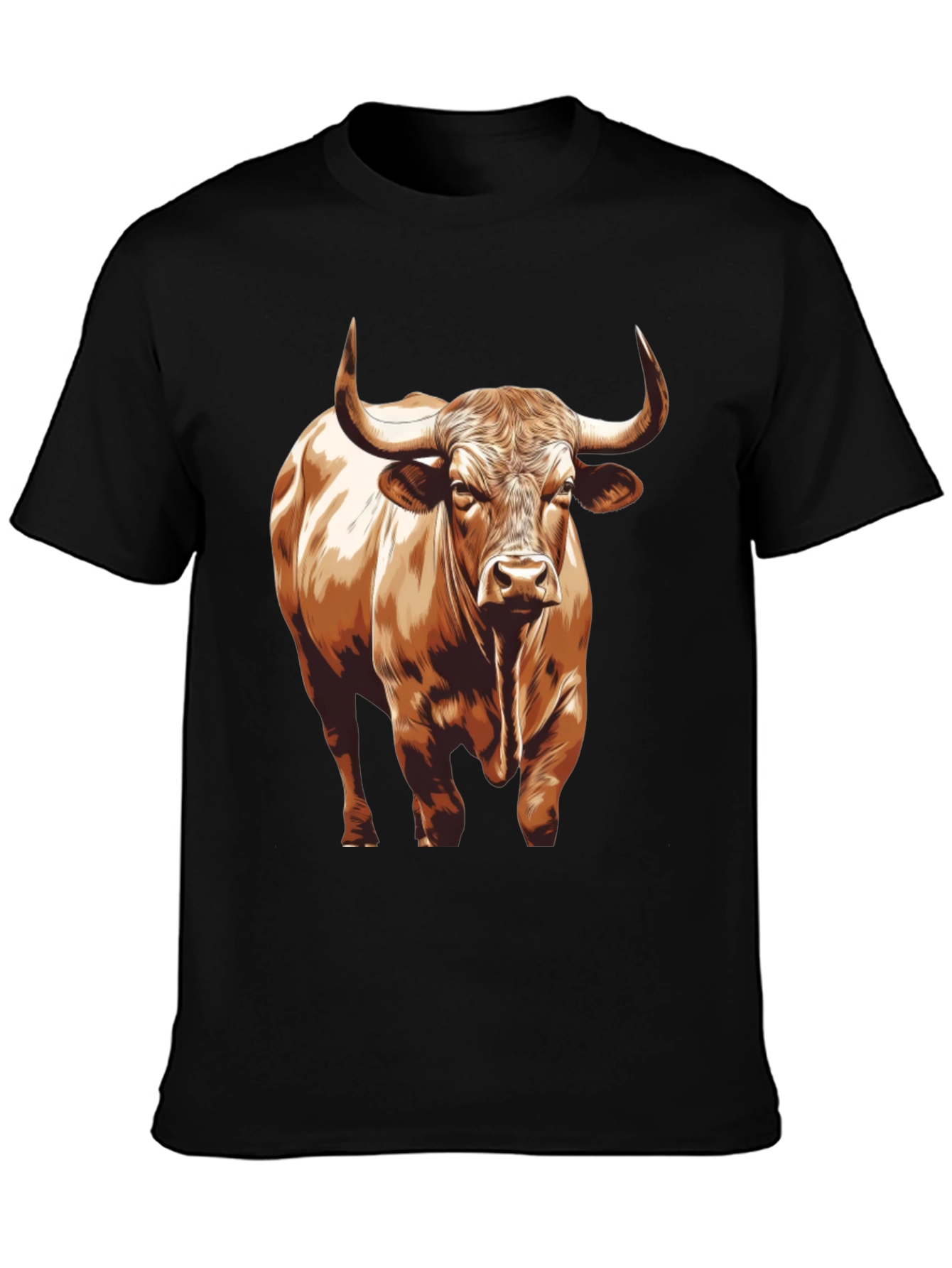 Bull Graphic T-Shirt - Black Cotton Tee