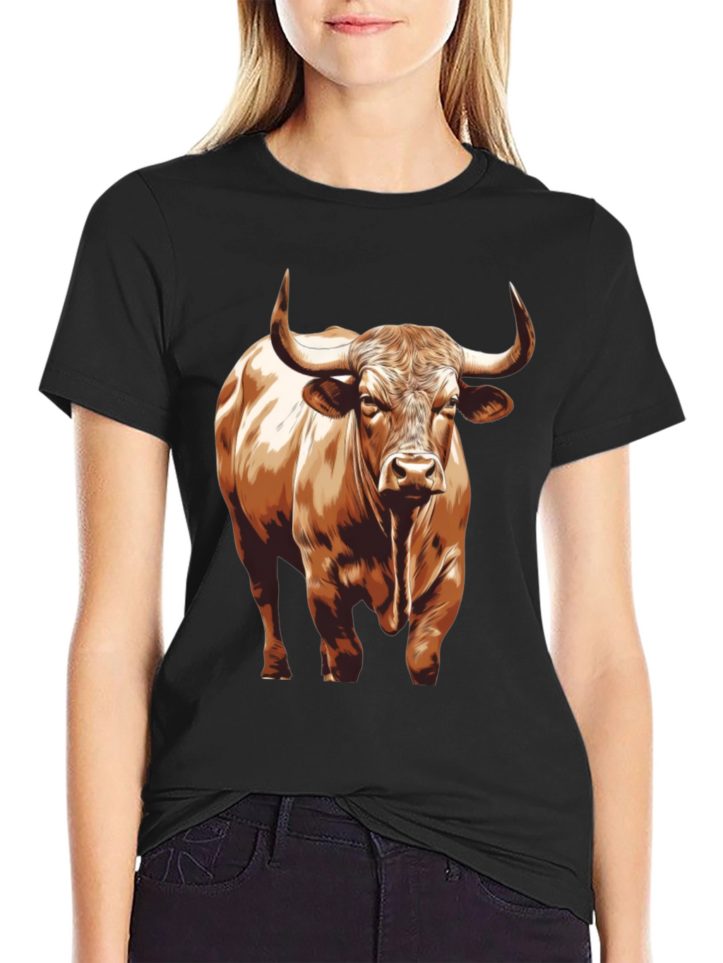 Bull Graphic T-Shirt - Black Cotton Tee