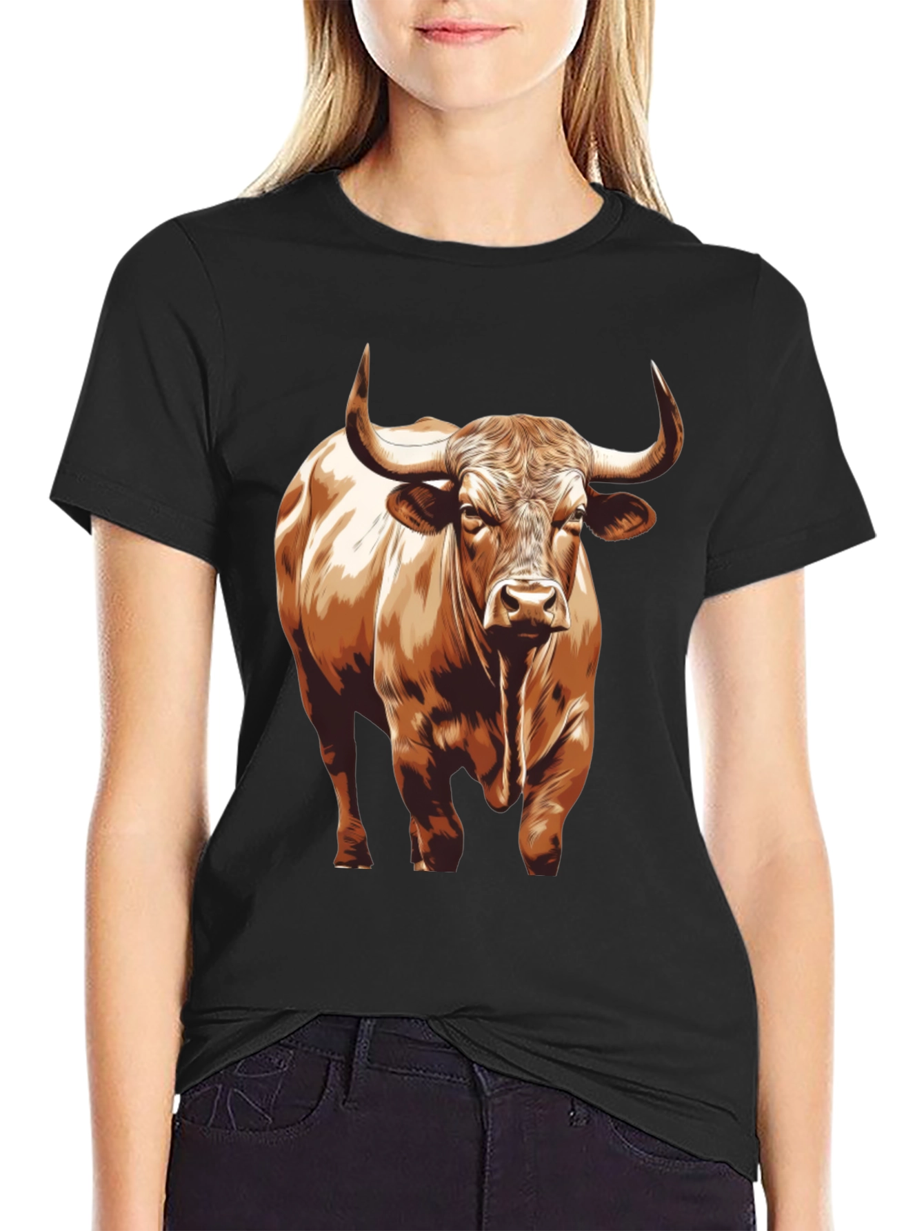 Bull Graphic T-Shirt - Black Cotton Tee