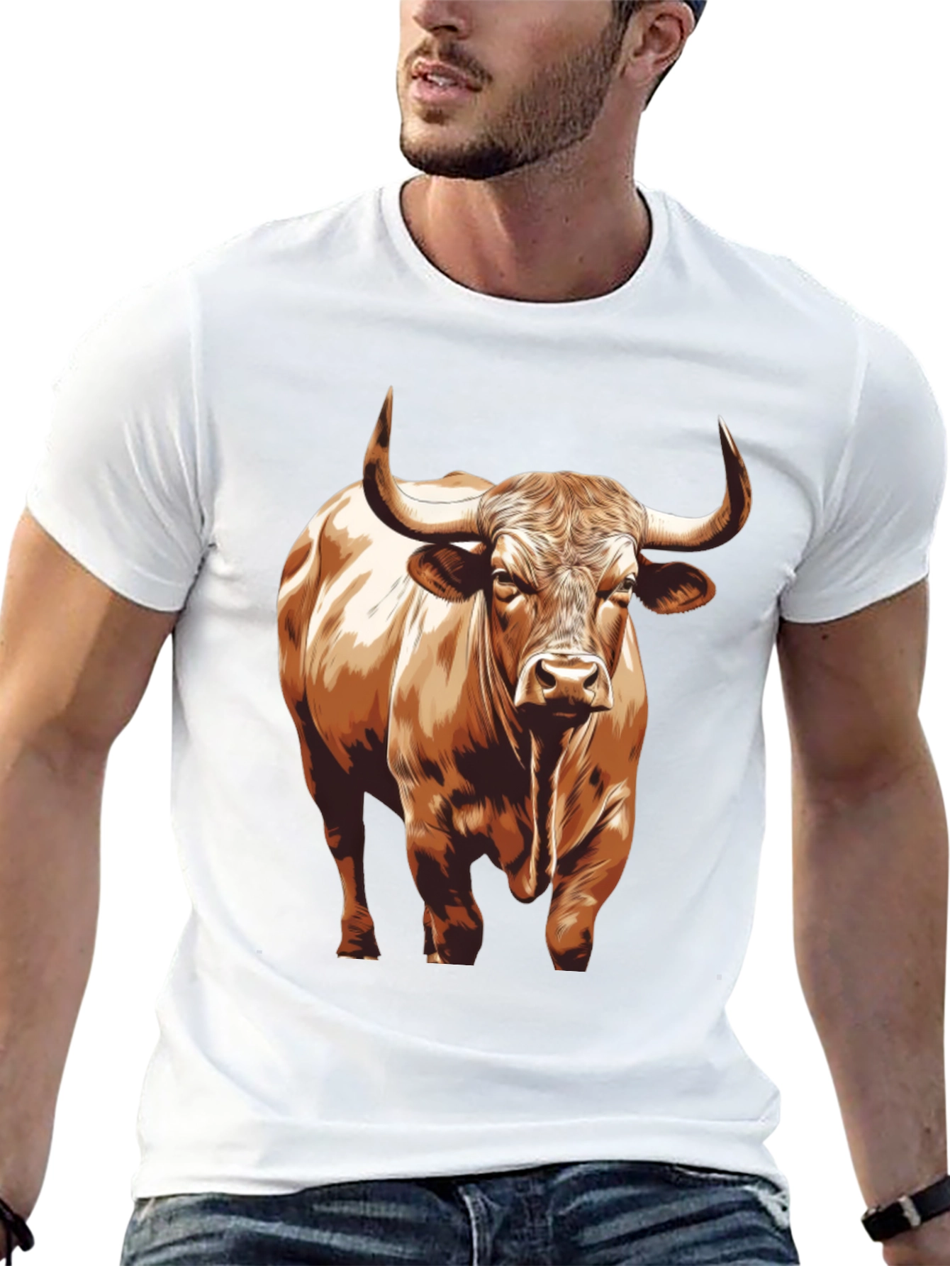 Bull Graphic T-Shirt - Black Cotton Tee