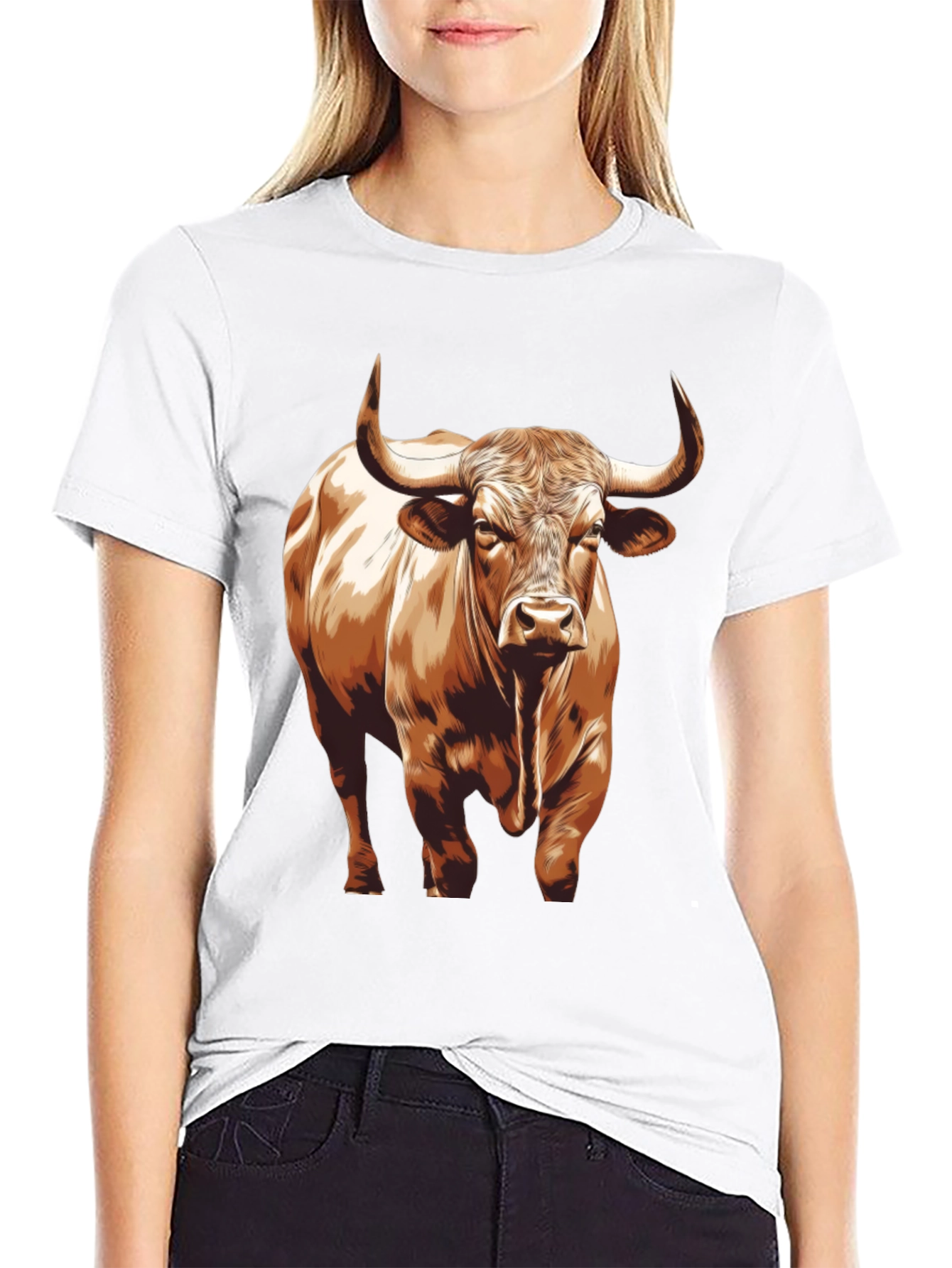 Bull Graphic T-Shirt - Black Cotton Tee