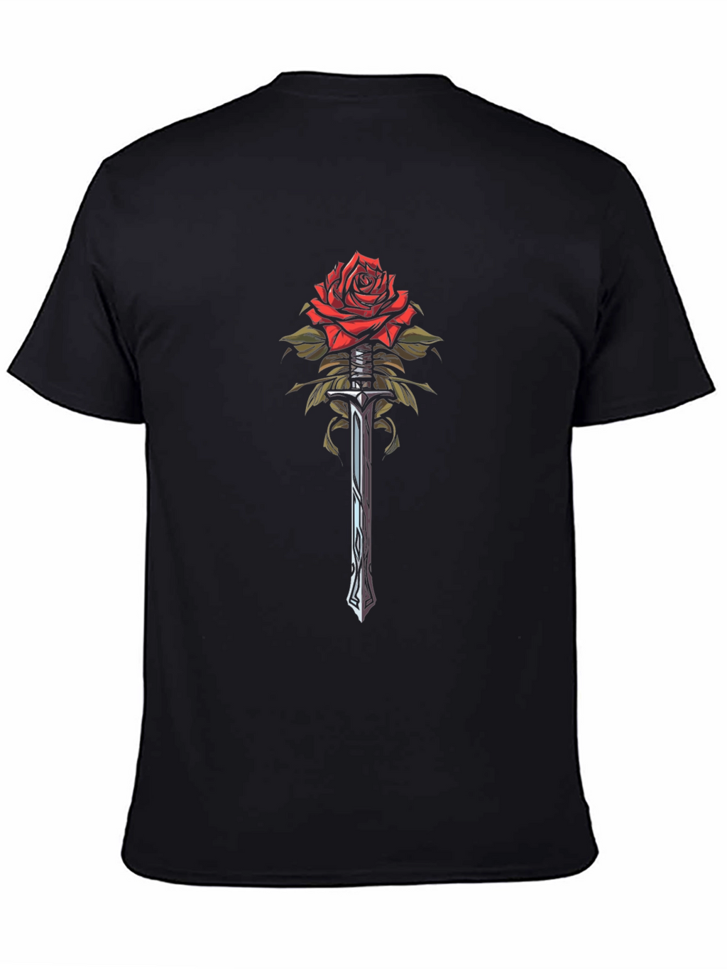 Rose and Sword Graphic Tee - Unique Design